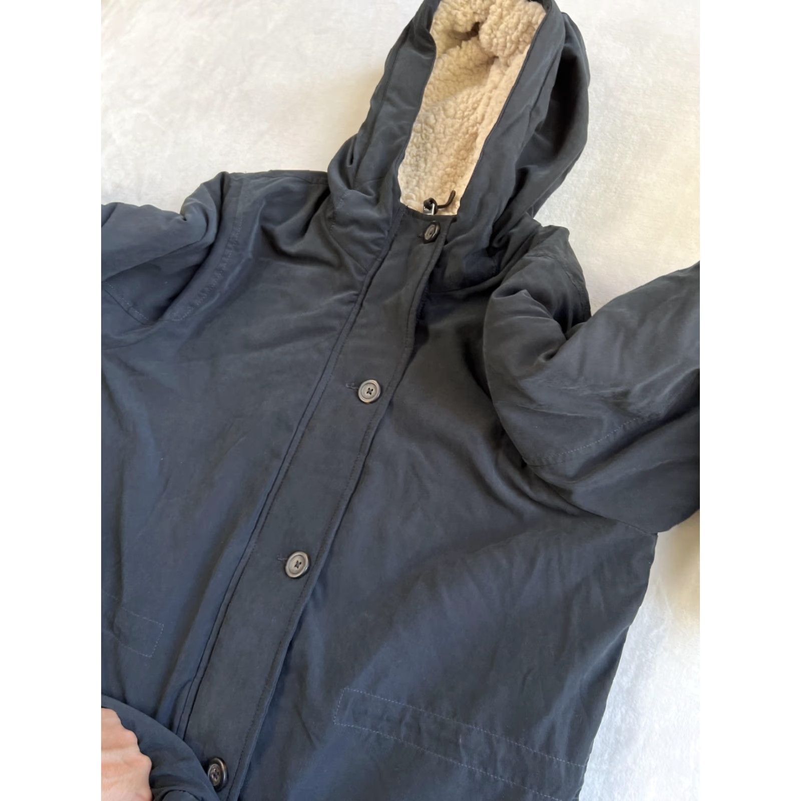 Abercrombie & Fitch Abercrombie & Fitch Coat Womens XL Navy Blue Sherpa Lined Hooded Parka Size XL / US 12-14 / IT 48-50 - 4 Thumbnail