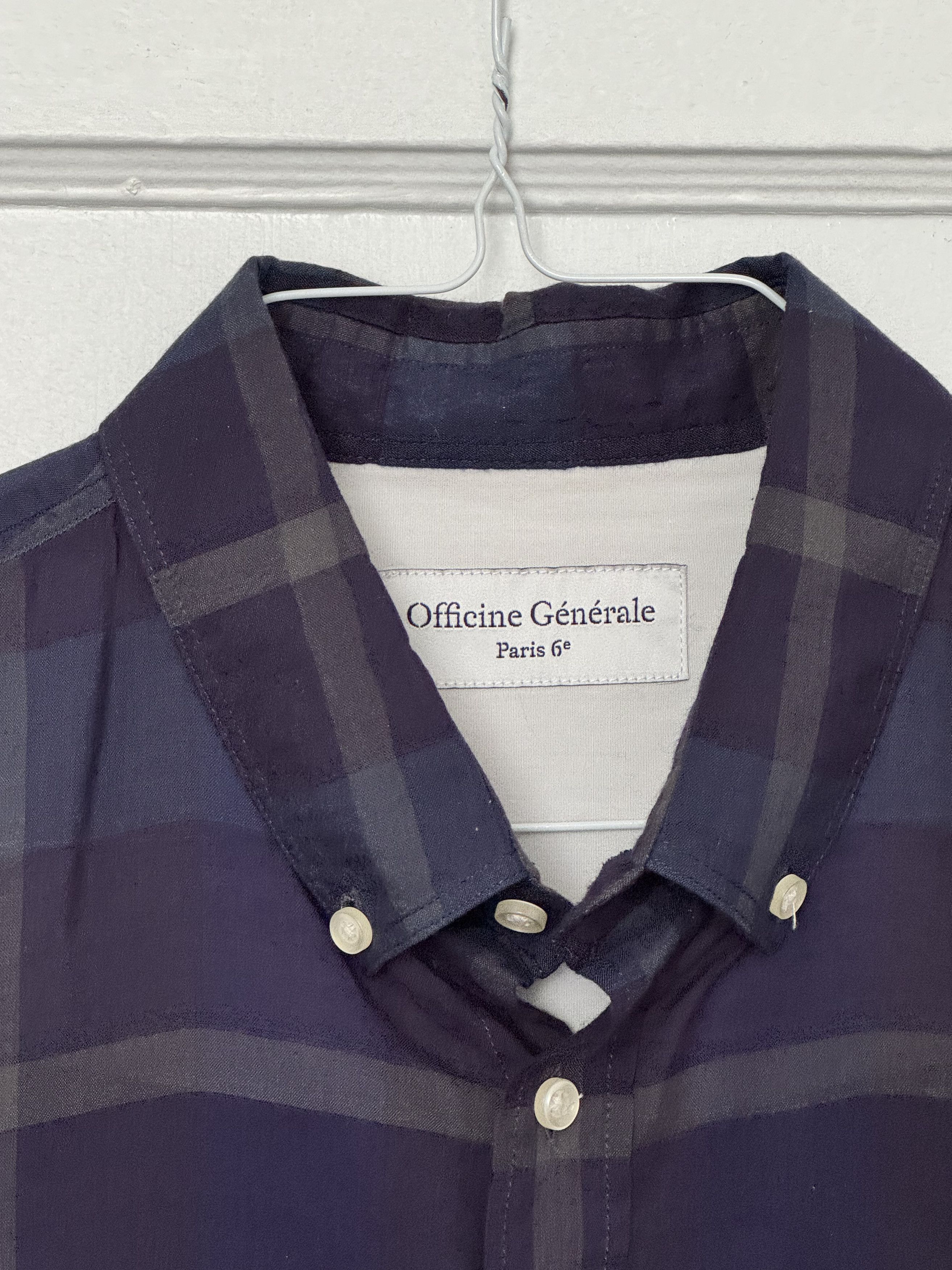 Officine Generale Men's Check Seersucker Button-Front Shirt Size US M / EU 48-50 / 2 - 3 Thumbnail