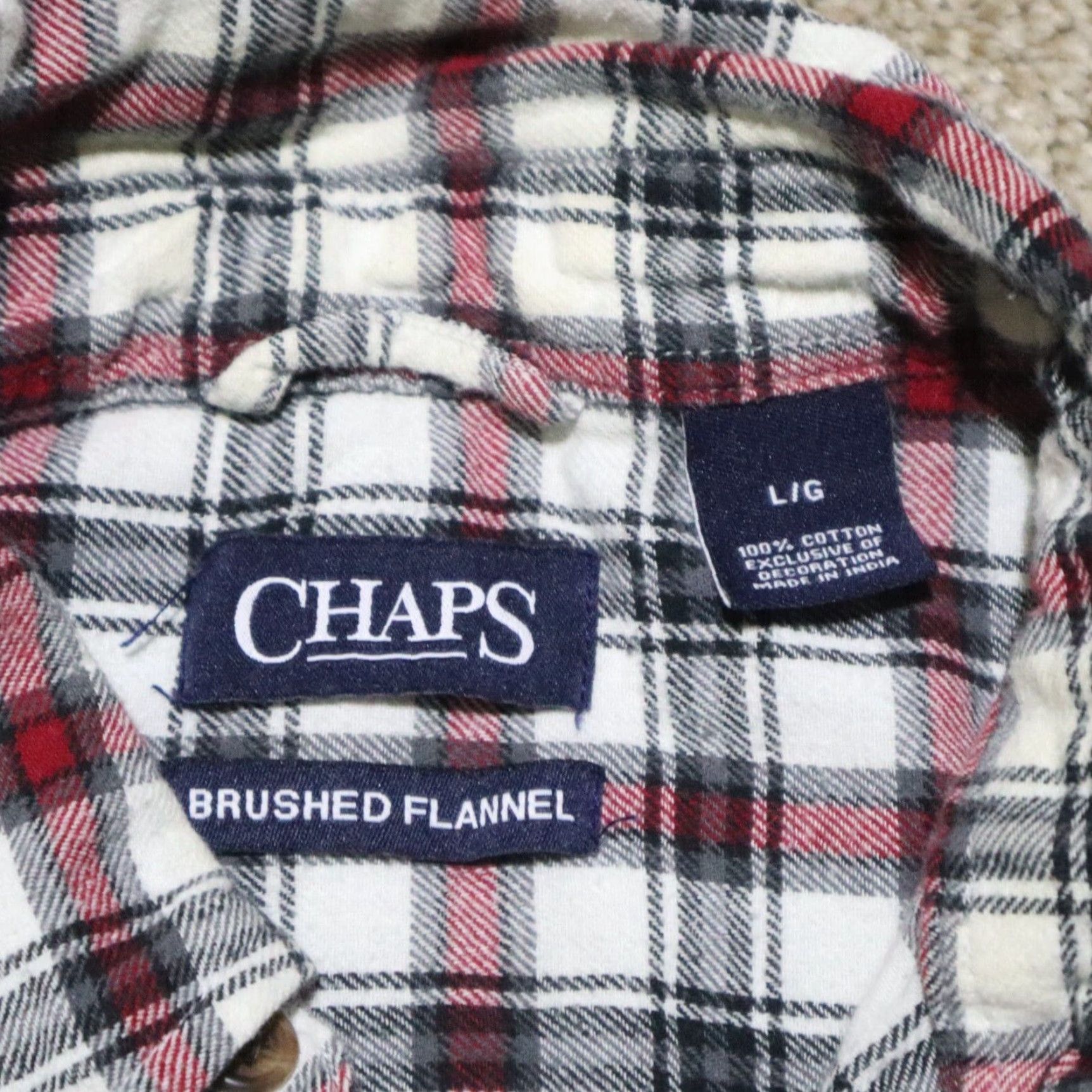 Chaps Chaps Shirt Button-Up Plaid Long Sleeve Adult L Red Cotton Flannel Mens Size US L / EU 52-54 / 3 - 3 Thumbnail