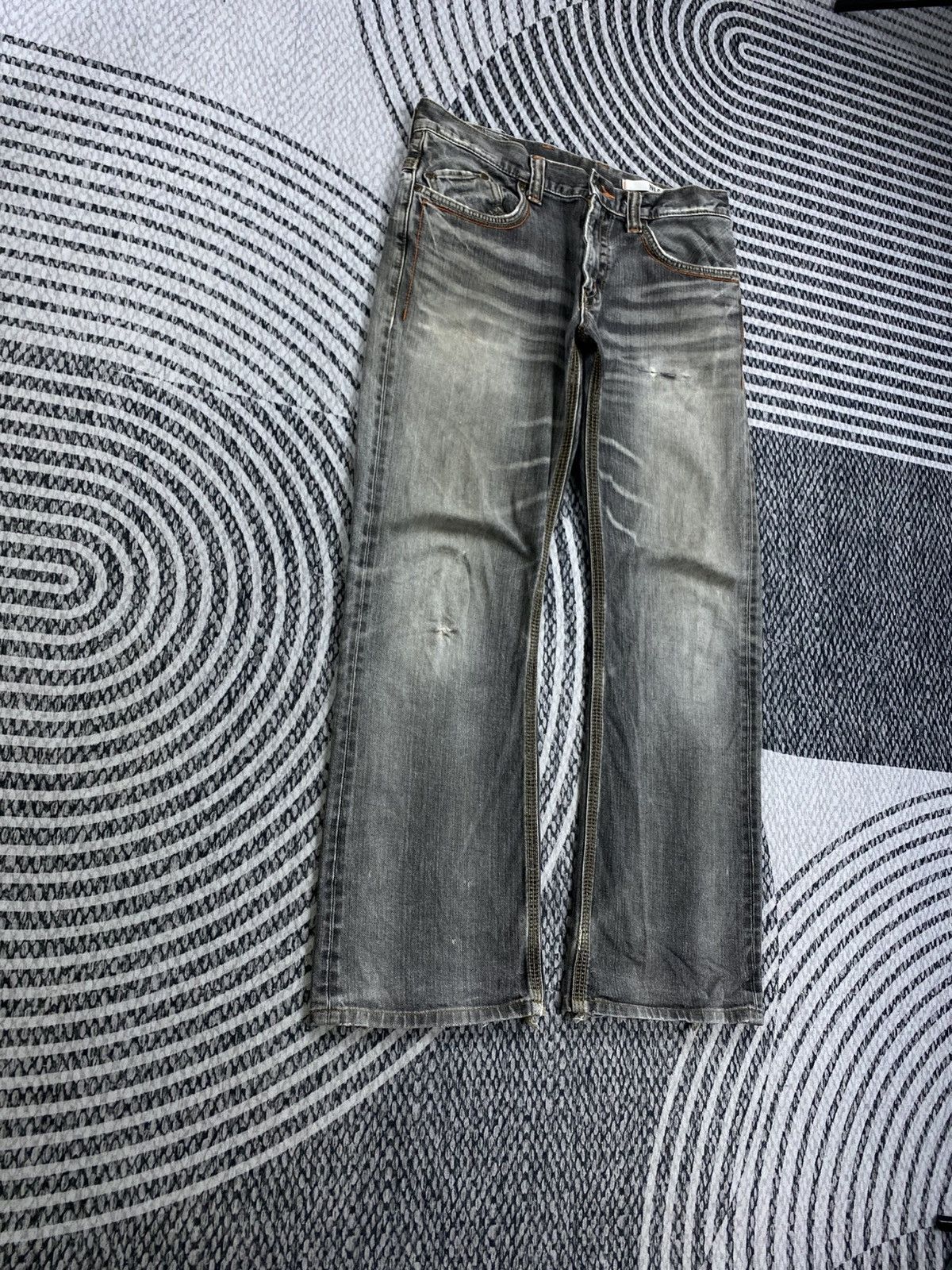 Edwin Vintage Edwin Wash Grey Distressed Denim Pants Size US 35 - 3 Thumbnail