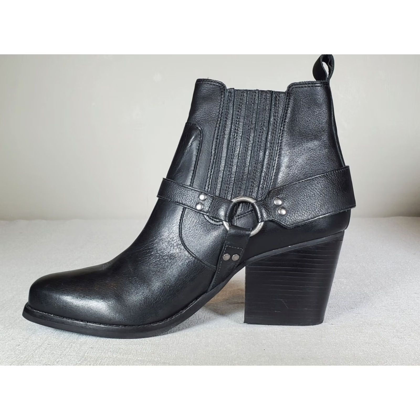 Matisse VINTAGE Matisse Jasmin Square Toe Ankle Boots Black Leather Harness Women's US 10 New Size US 10 / IT 40 - 3 Thumbnail