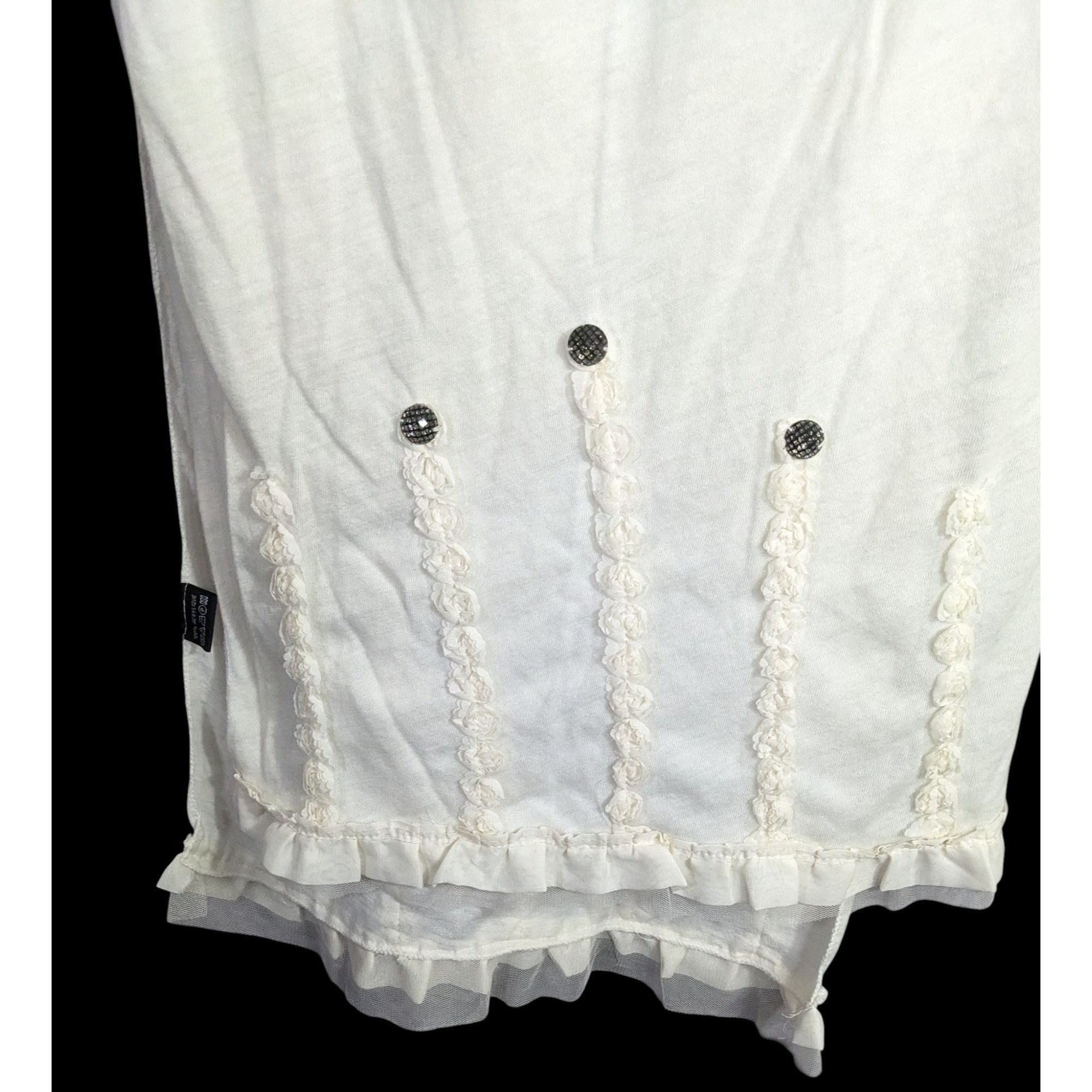 Other Vintage French Coquette White Scarf With Lace & Button Accen Size ONE SIZE - 4 Thumbnail