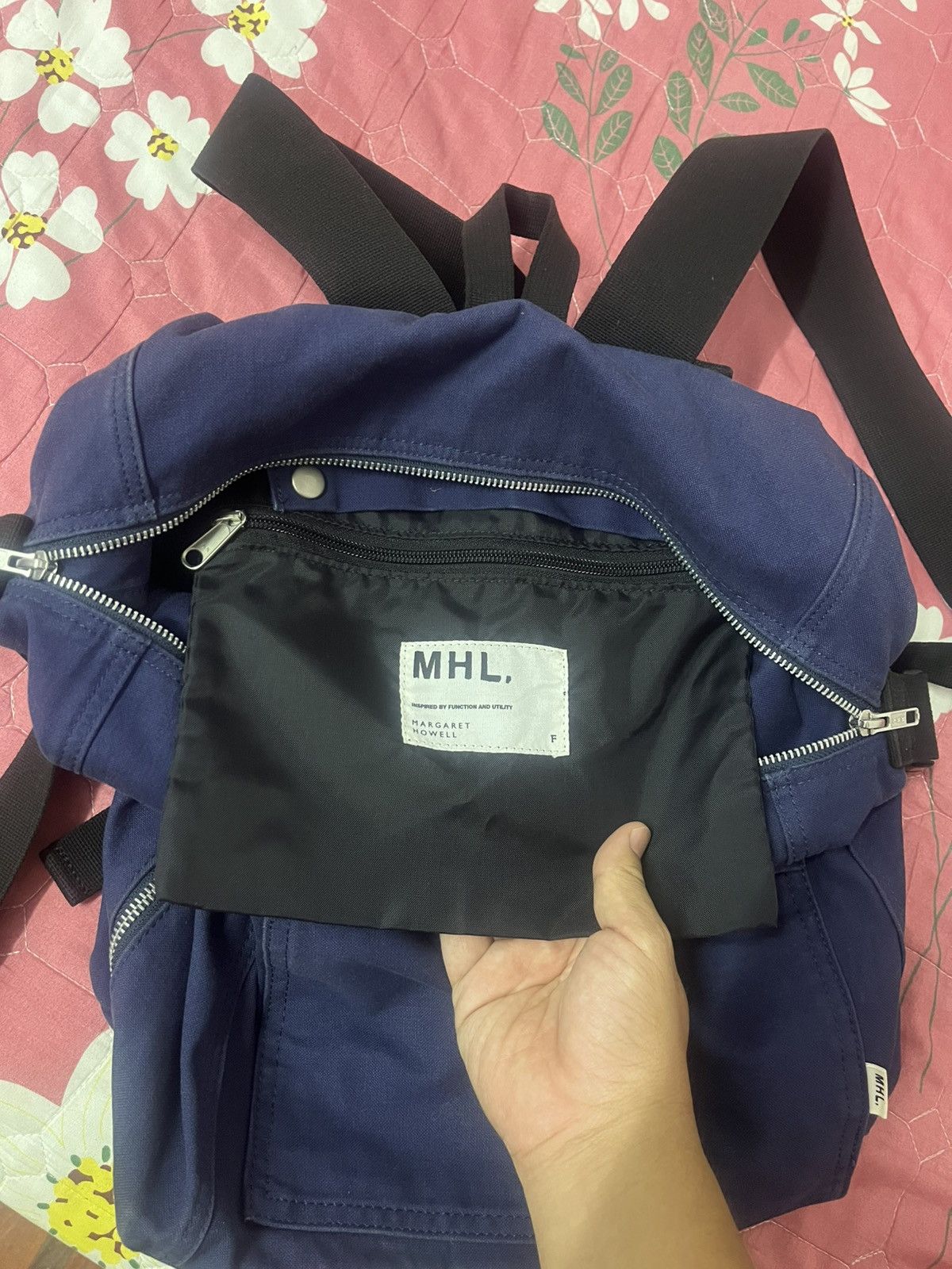 Margaret Howell MHL Margaret Howell 2 Way Rucksack Navy Canvas Size ONE SIZE - 10 Thumbnail
