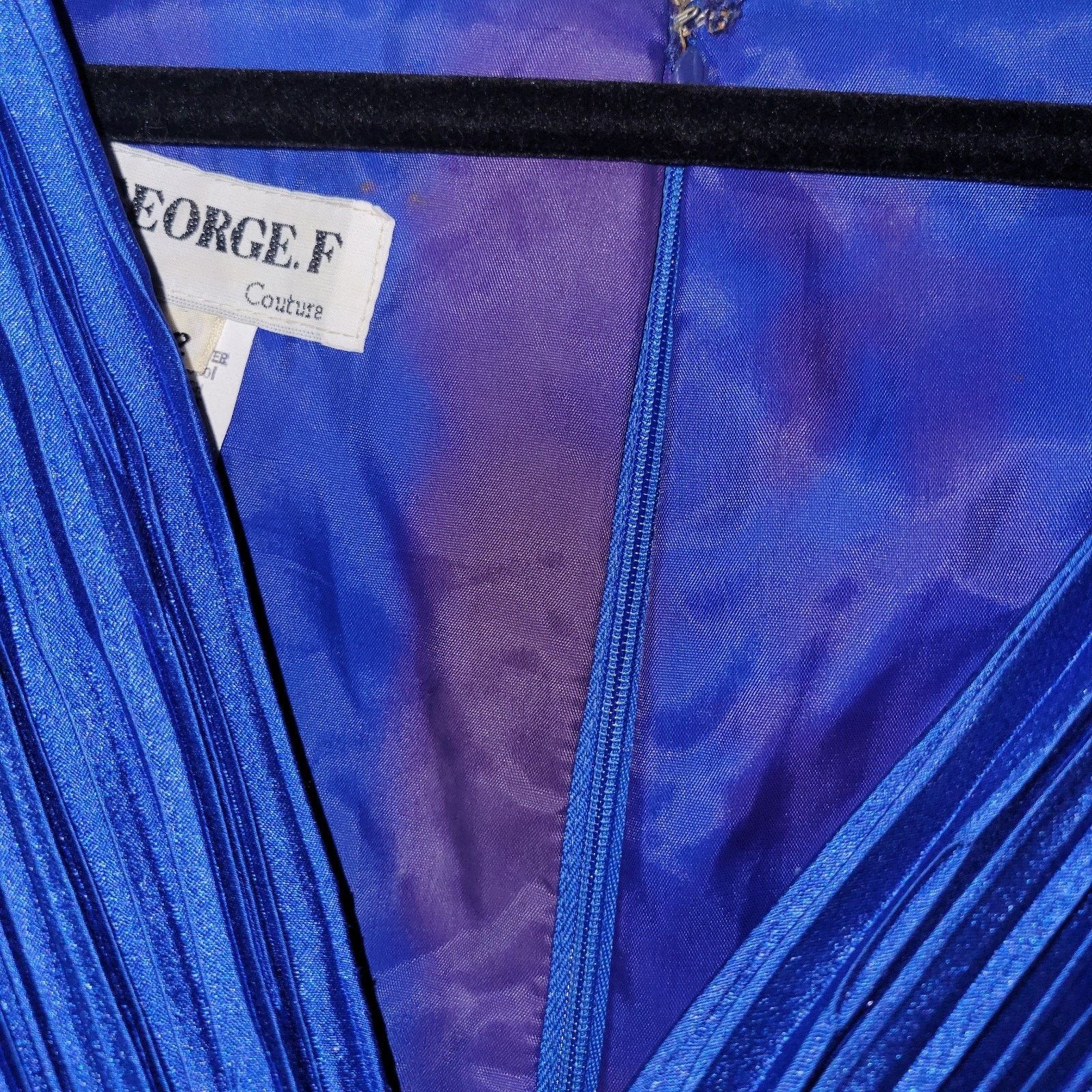& Other Stories George F Couture Plisse Pleated Fortuny Cobalt Blue Gown Size XL / US 12-14 / IT 48-50 - 11 Thumbnail