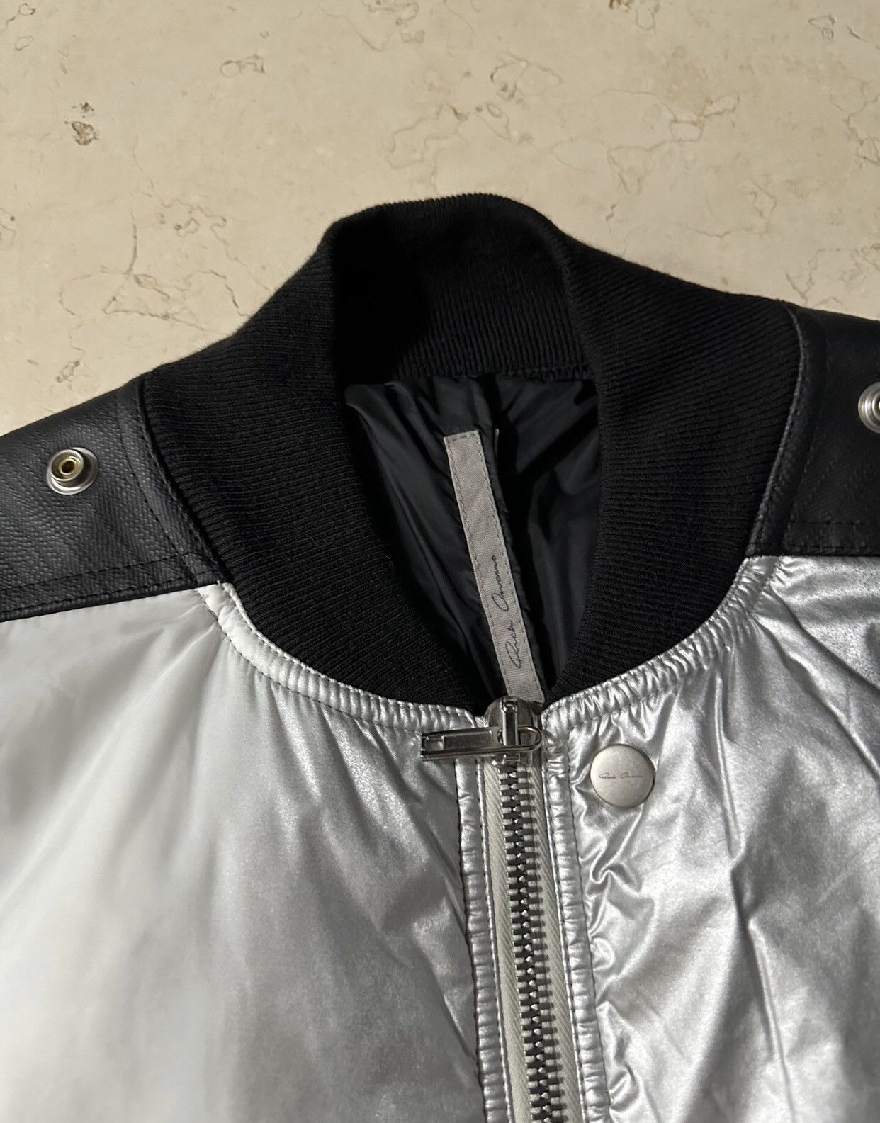 Rick Owens Rick Owen RO Black Silver Down Collar Zipper Jacket Size US L / EU 52-54 / 3 - 4 Thumbnail