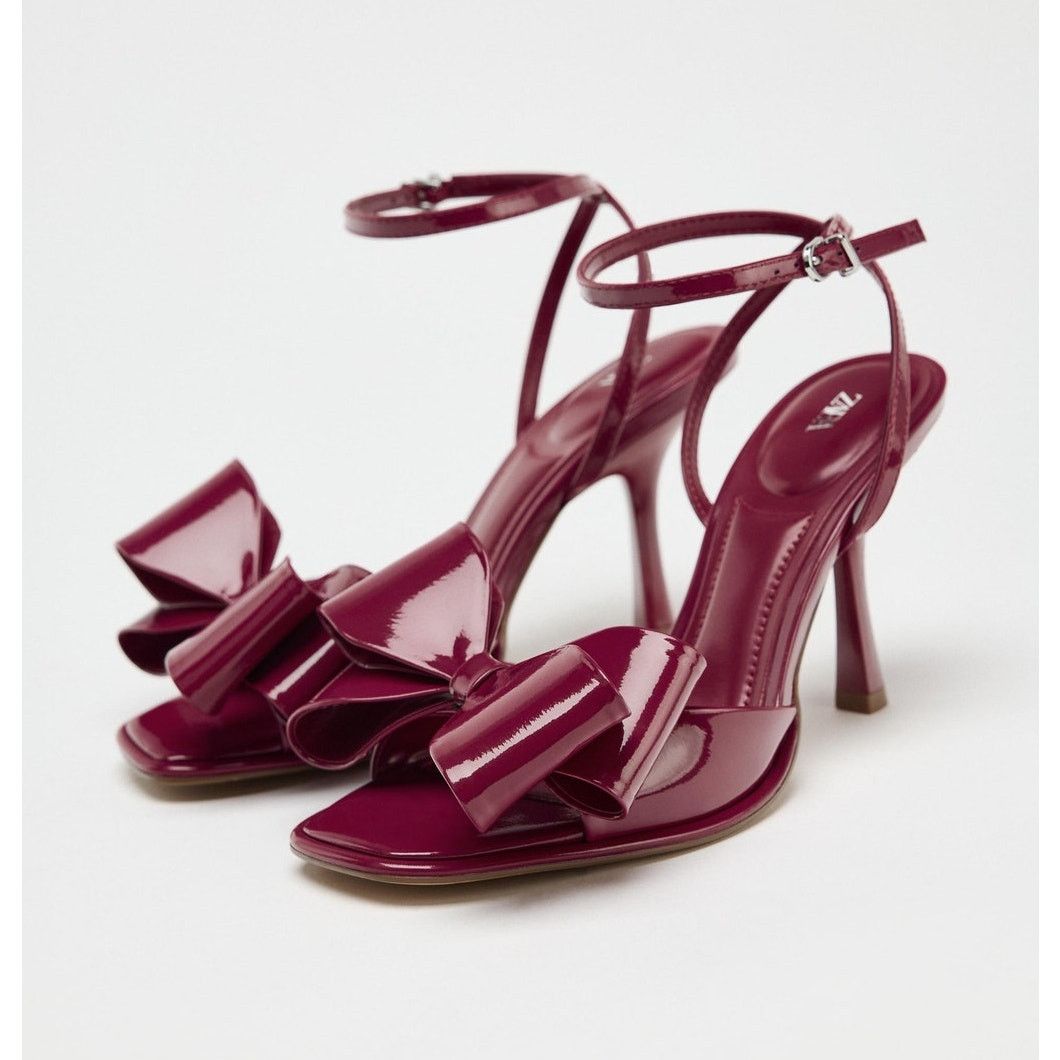 Zara LAST ONE! ZARA Red Bow Heels NWT Size US 8 / IT 38 - 19 Thumbnail