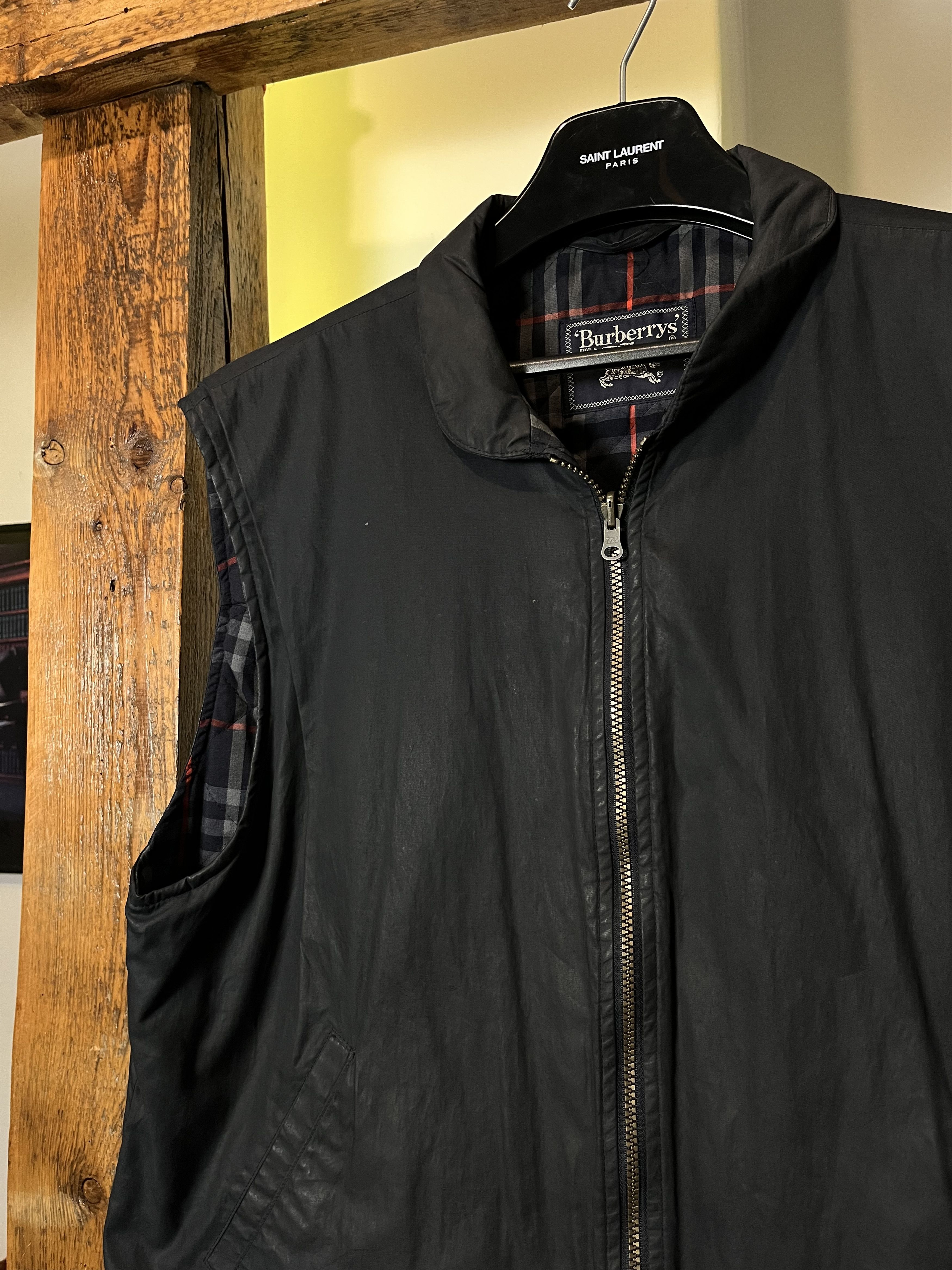 Burberry × Vintage Vintage 90s Burberrys Reversible Vest Jacket Navy Checked Size US L / EU 52-54 / 3 - 5 Thumbnail