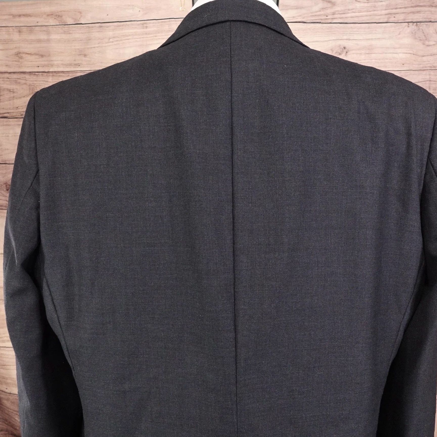 Stafford Stafford Blazer Mens 46R Slim Fit Charcoal Wool 2 Button Notch Lapel 2 Piece Coat Formal Business Size 46R - 6 Thumbnail