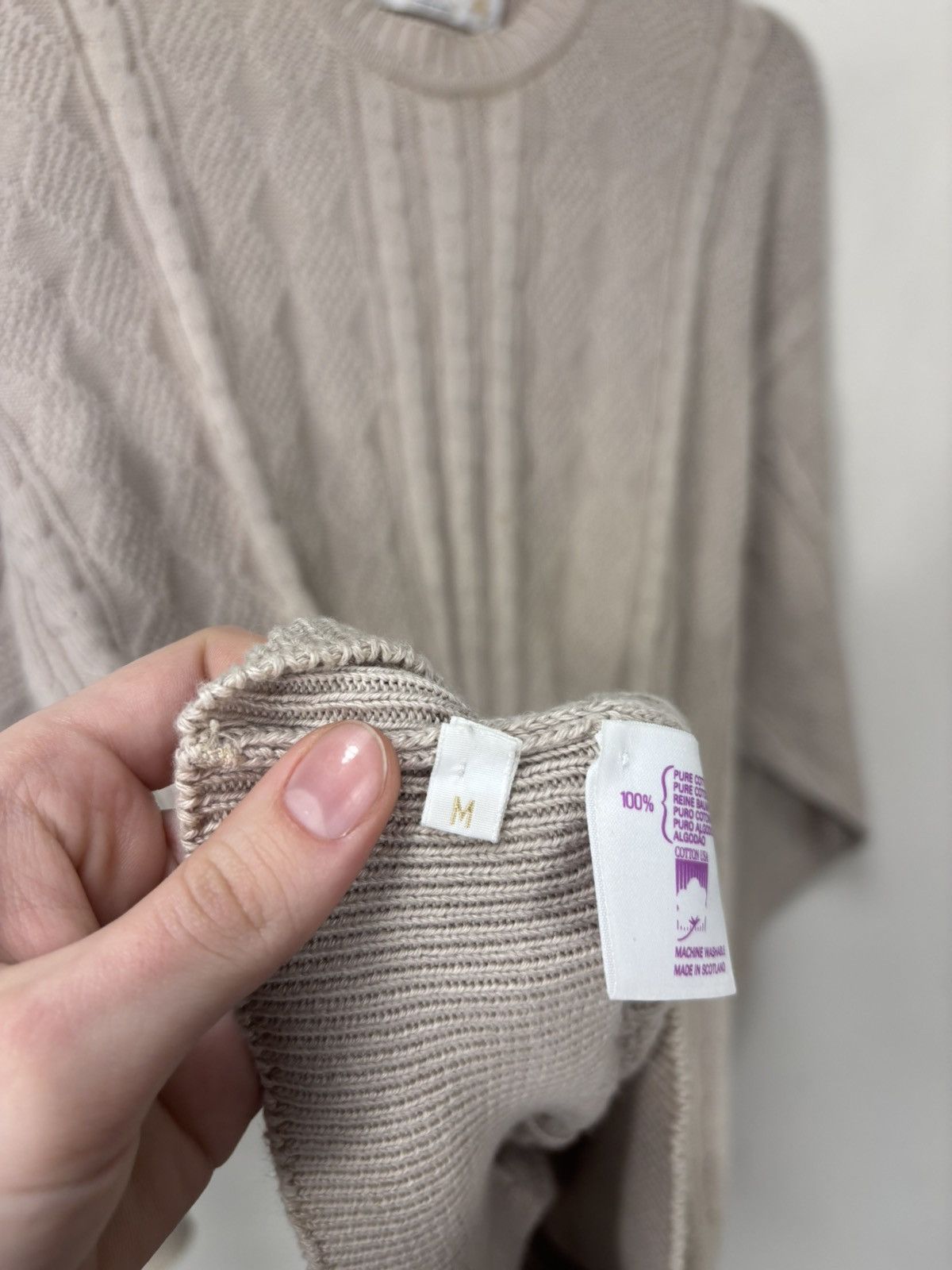 Pringle Of Scotland Vintage Pringle Of Scotland Beige Cable Knit Cotton Sweater Size US M / EU 48-50 / 2 - 11 Thumbnail