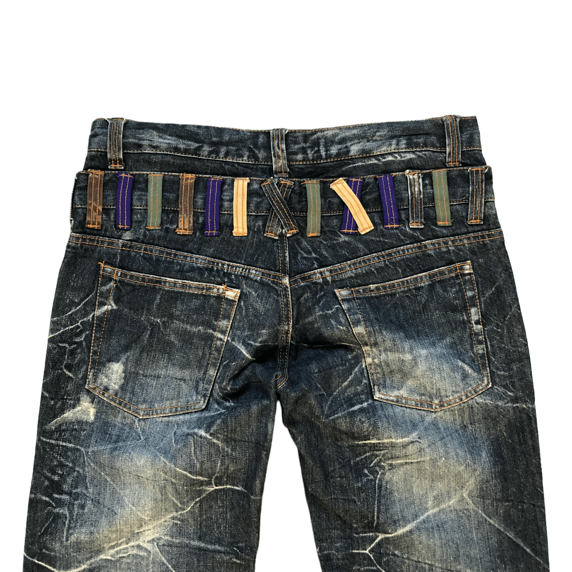 Japanese Brand NYLOUS LIMITED EDITION DOUBLE WAIST DENIM PANTS #5981-216 Size US 33 - 14 Thumbnail