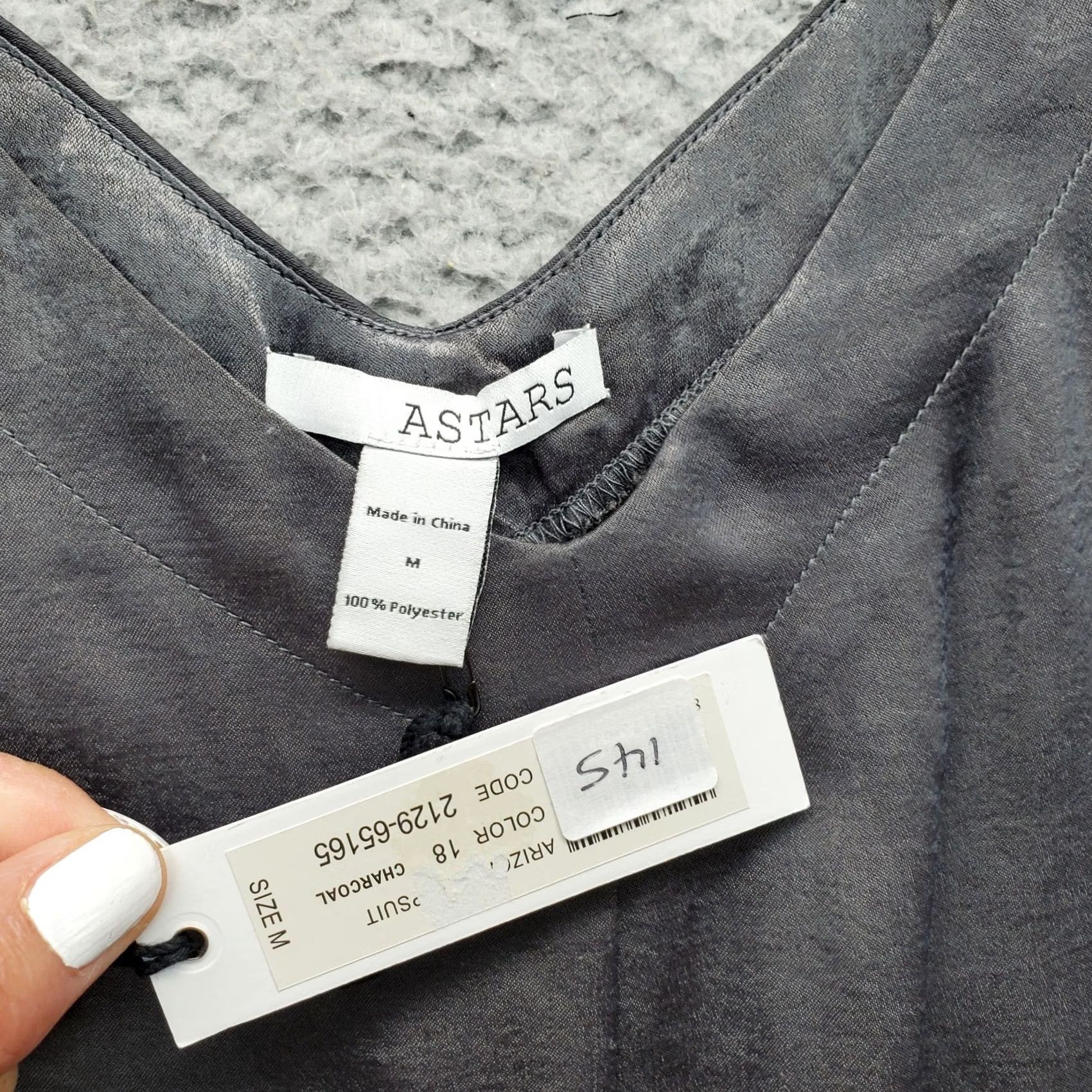 Vintage Astars Arizona Jumpsuit Womens M Gray Evening Shimmer V-Neck Adjustable Strap Size 32" / US 10 / IT 46 - 3 Thumbnail