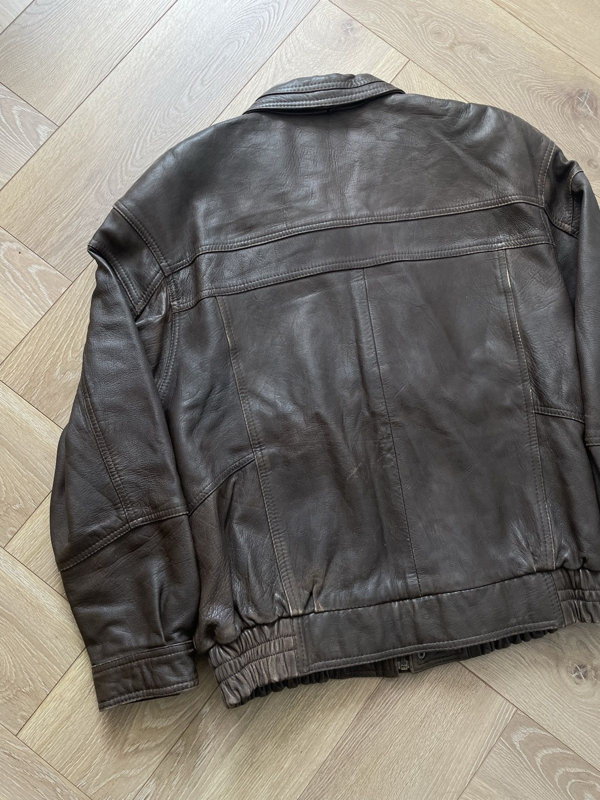 Vintage Washed Brown Retro 90s Genuine Real Leater Bomber Punk Rock Size US XL / EU 56 / 4 - 6 Thumbnail