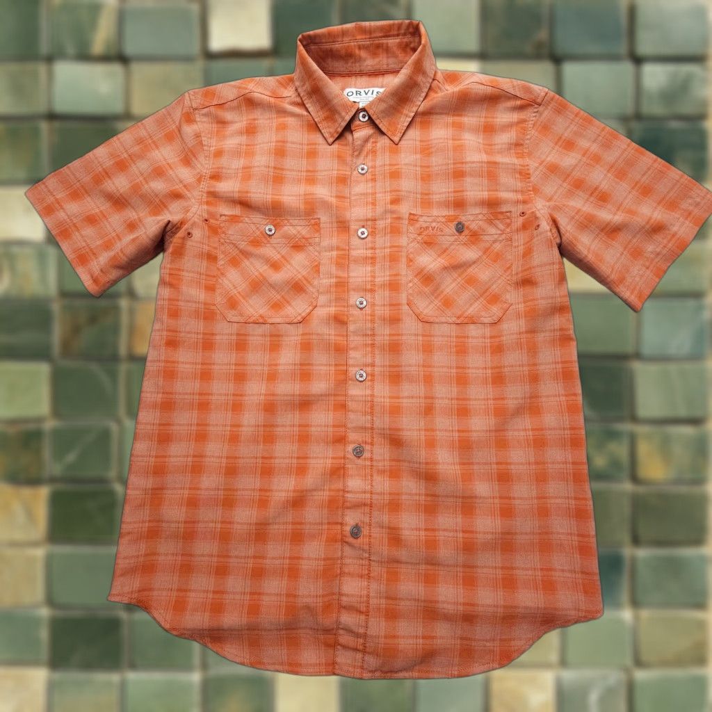 Orvis Orvis Shirt Mens Small Orange Short Sleeve Button Light Stretch Fishing Hiking Size US S / EU 44-46 / 1 - 1 Thumbnail