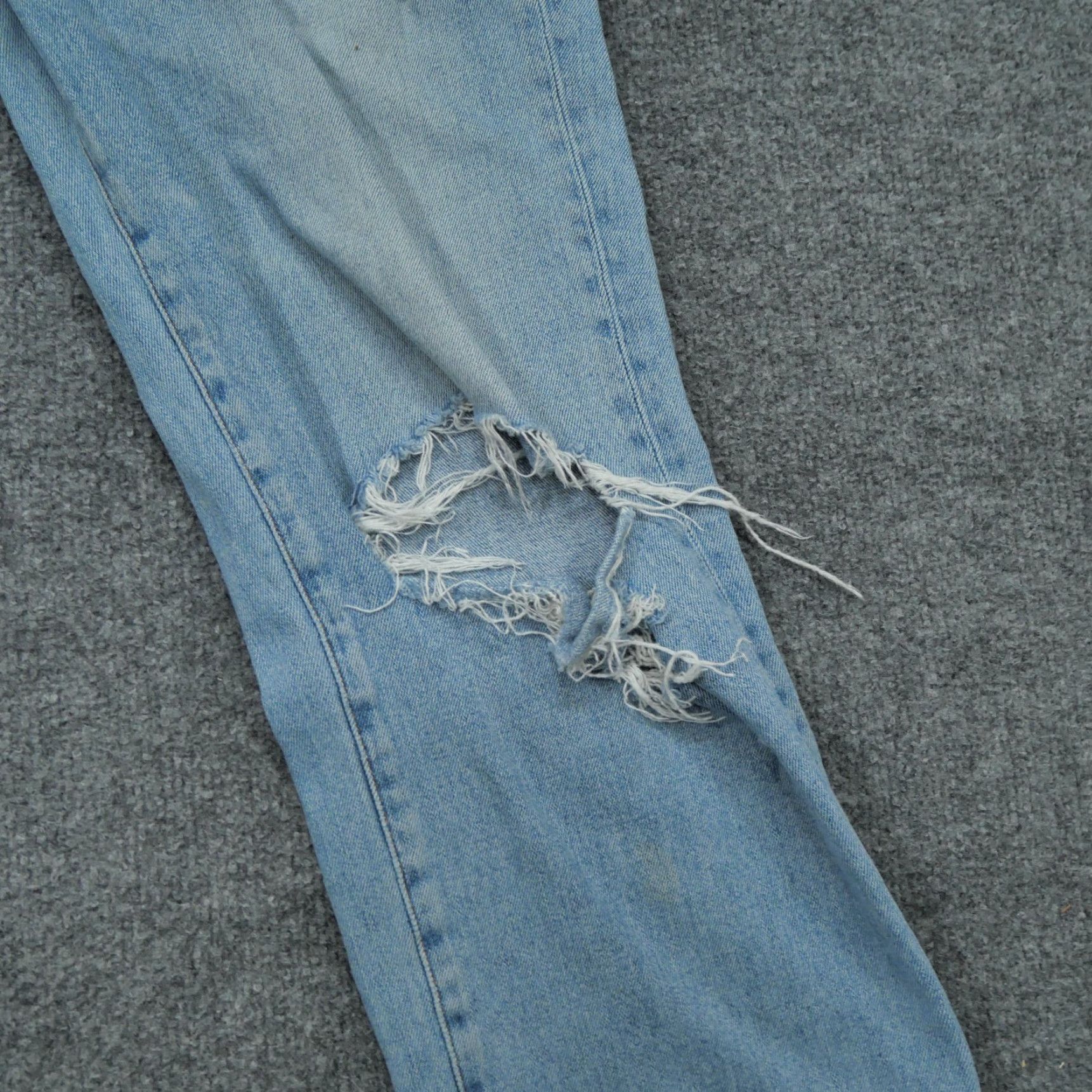 Vintage Womens Adaption Jeans Blue 28 Distressed Grunge Holes Button Fly 28x28 Size 28" / US 6 / IT 42 - 4 Thumbnail