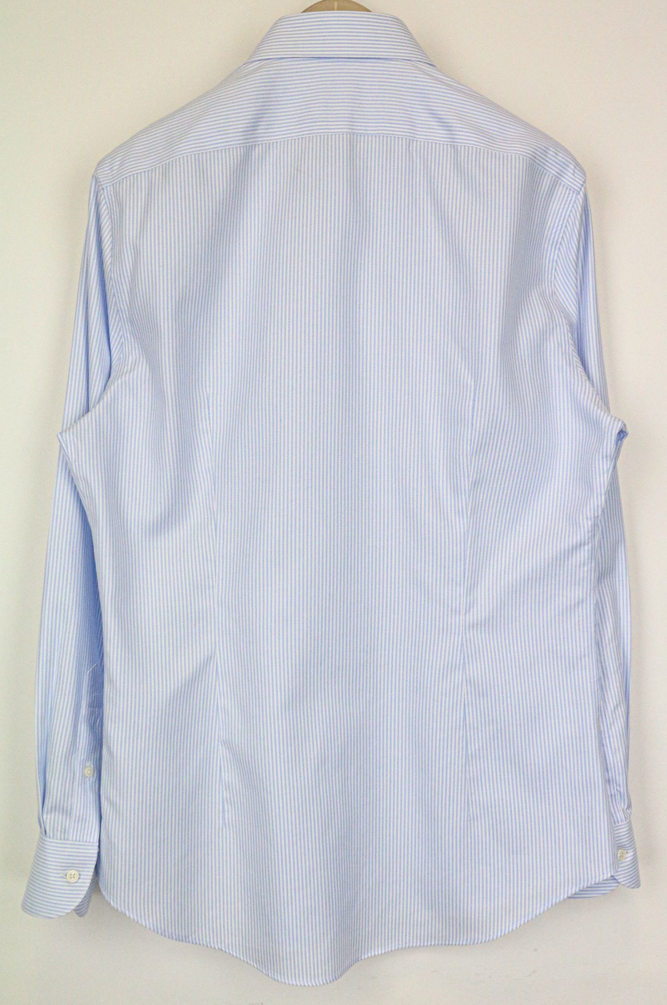 Suitsupply 42/16 1/2 Extra Slim Blue Cotton Striped Shirt 77023 Size 42R - 2 Thumbnail