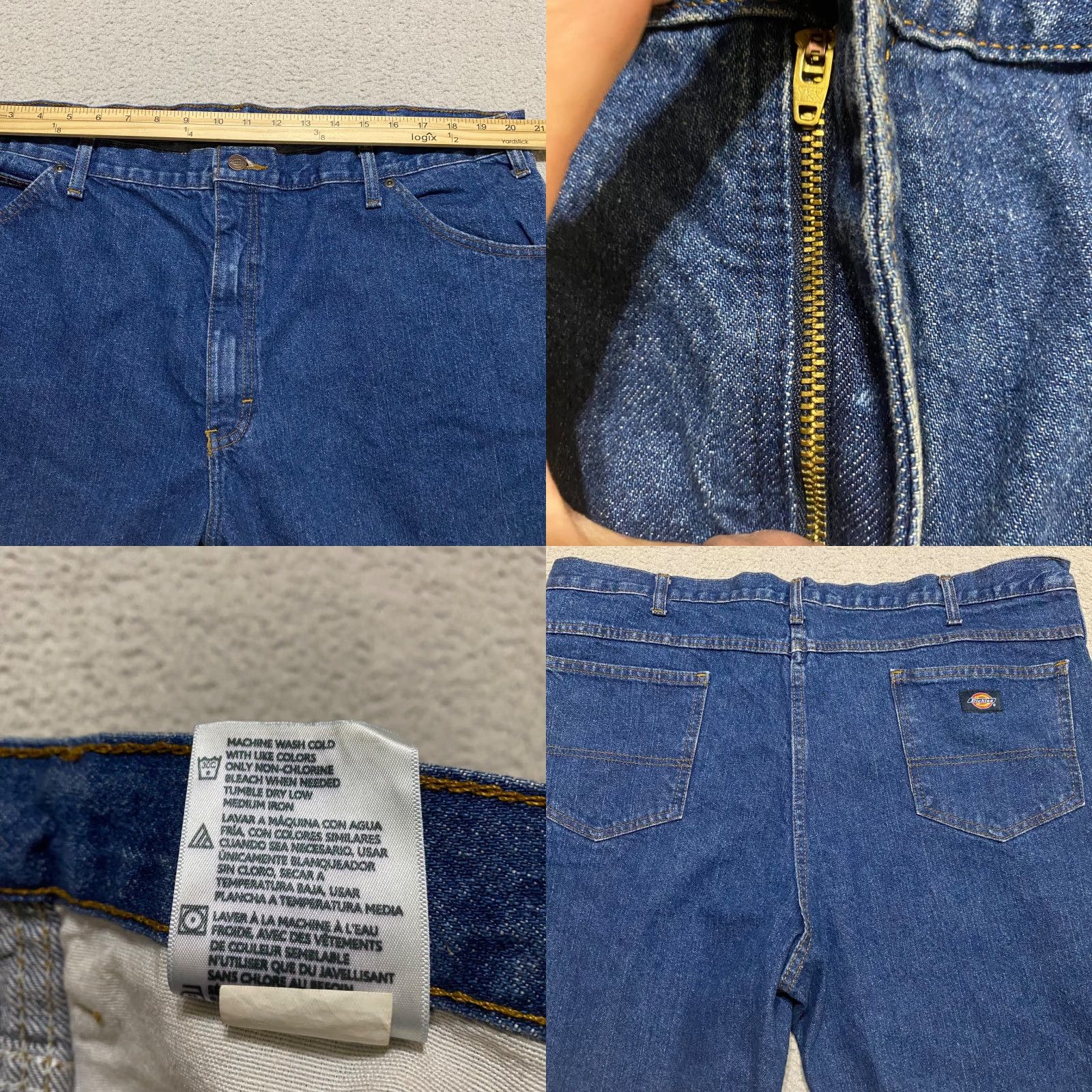 Dickies Dickies Mens Jeans Blue Denim Medium Wash Relaxed Straight Mid Rise Work 42x30 - 5-Pocket Design Regular Waist Size US 42 / EU 58 - 8 Thumbnail