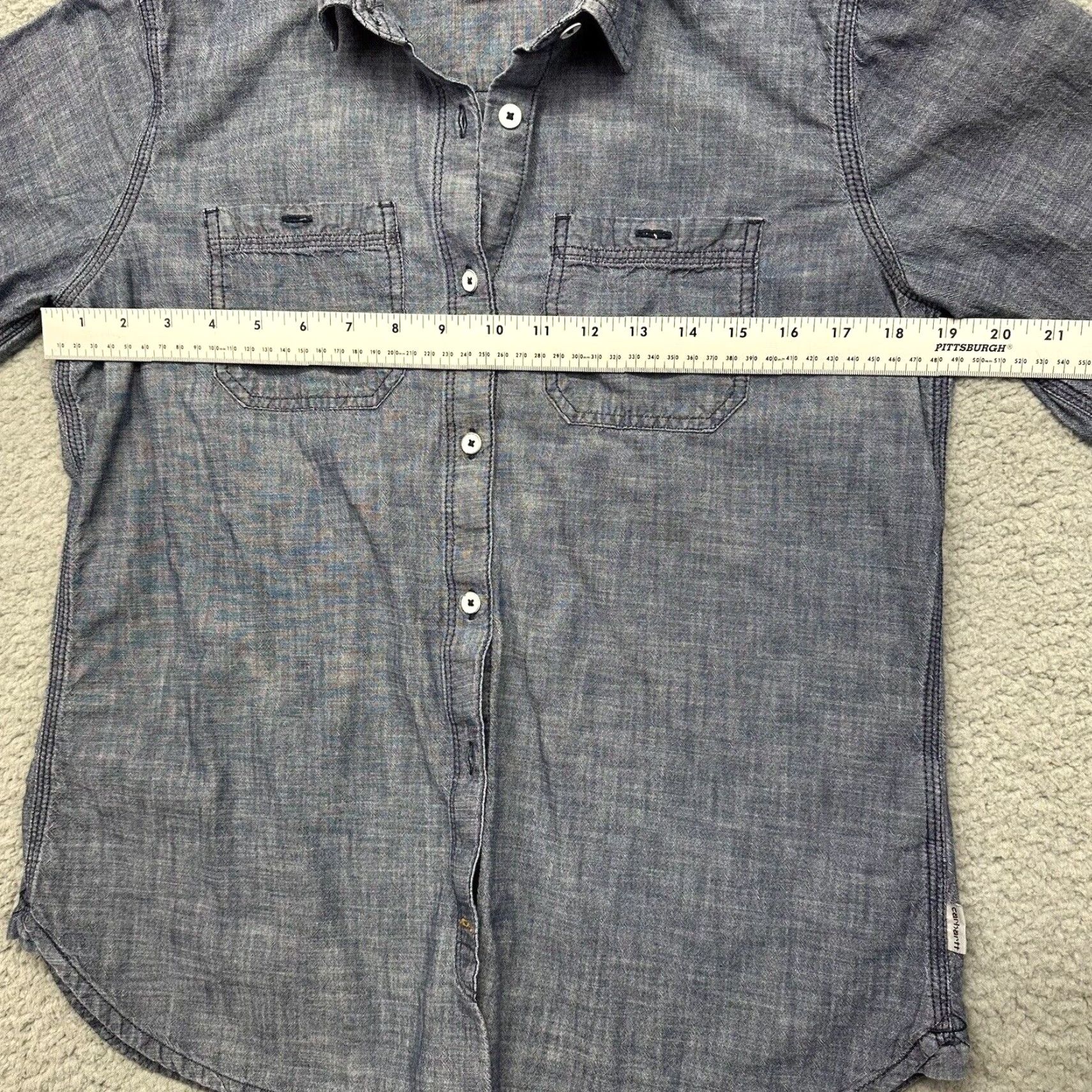 Carhartt Carhartt Shirt Women M Milam Blue Button Down Long Sleeve RelaxedFit 102073-402 Size M / US 6-8 / IT 42-44 - 6 Thumbnail