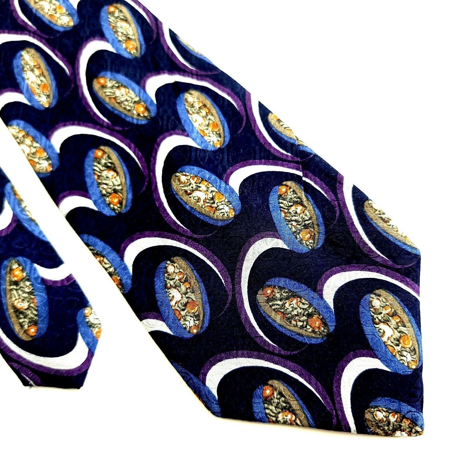 Grateful Dead J. Garcia Blue Purple Abstract Jacquard Print Silk Tie Size ONE SIZE - 1 Thumbnail