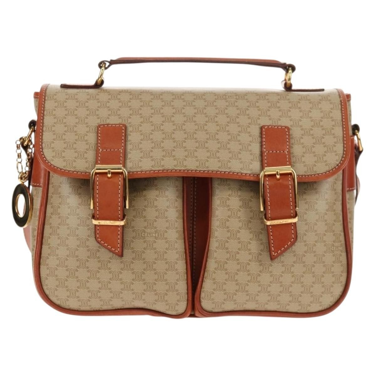 Celine Celine Vintage Macadam Handbag Canvas and Leather Size ONE SIZE - 1 Thumbnail