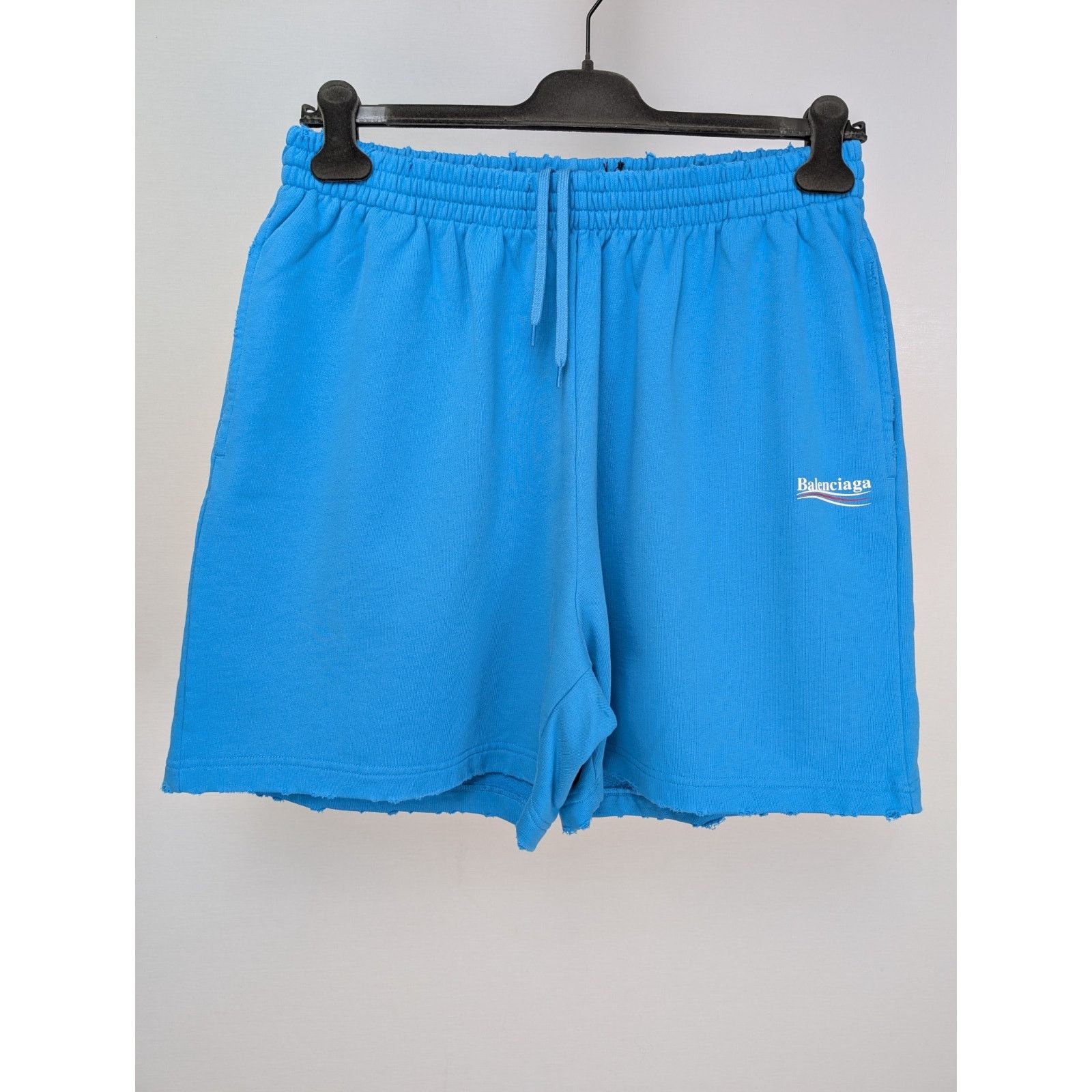 Balenciaga o1rshd1 Q:2 / Pol Camp Crack Print Med Moll Shorts in Blue Size US 32 / EU 48 - 2 Thumbnail