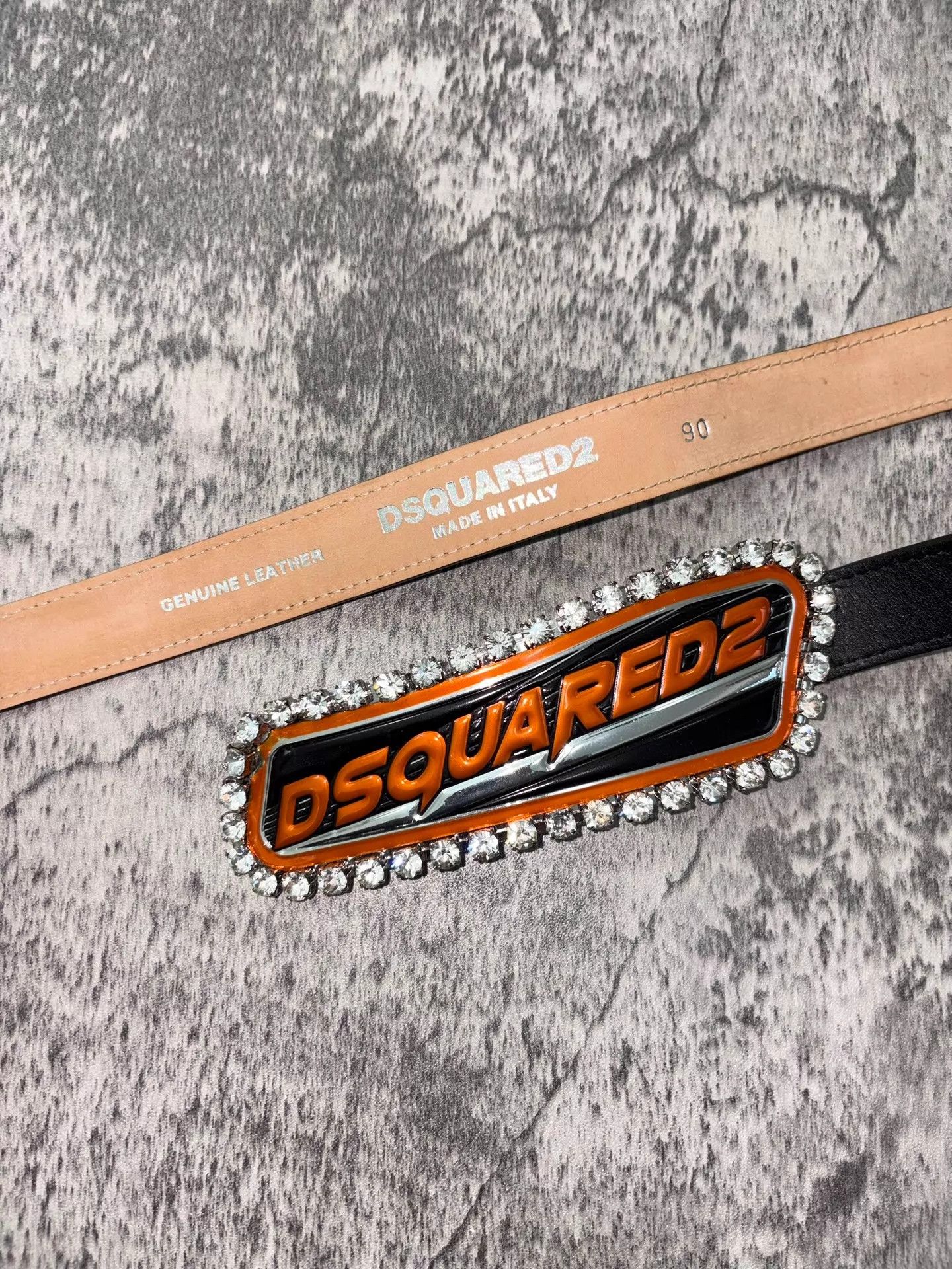 Dsquared2 Dsquared2 d2 Rare Full Diamond Logo Leather Belt Size 90 Size ONE SIZE - 2 Thumbnail