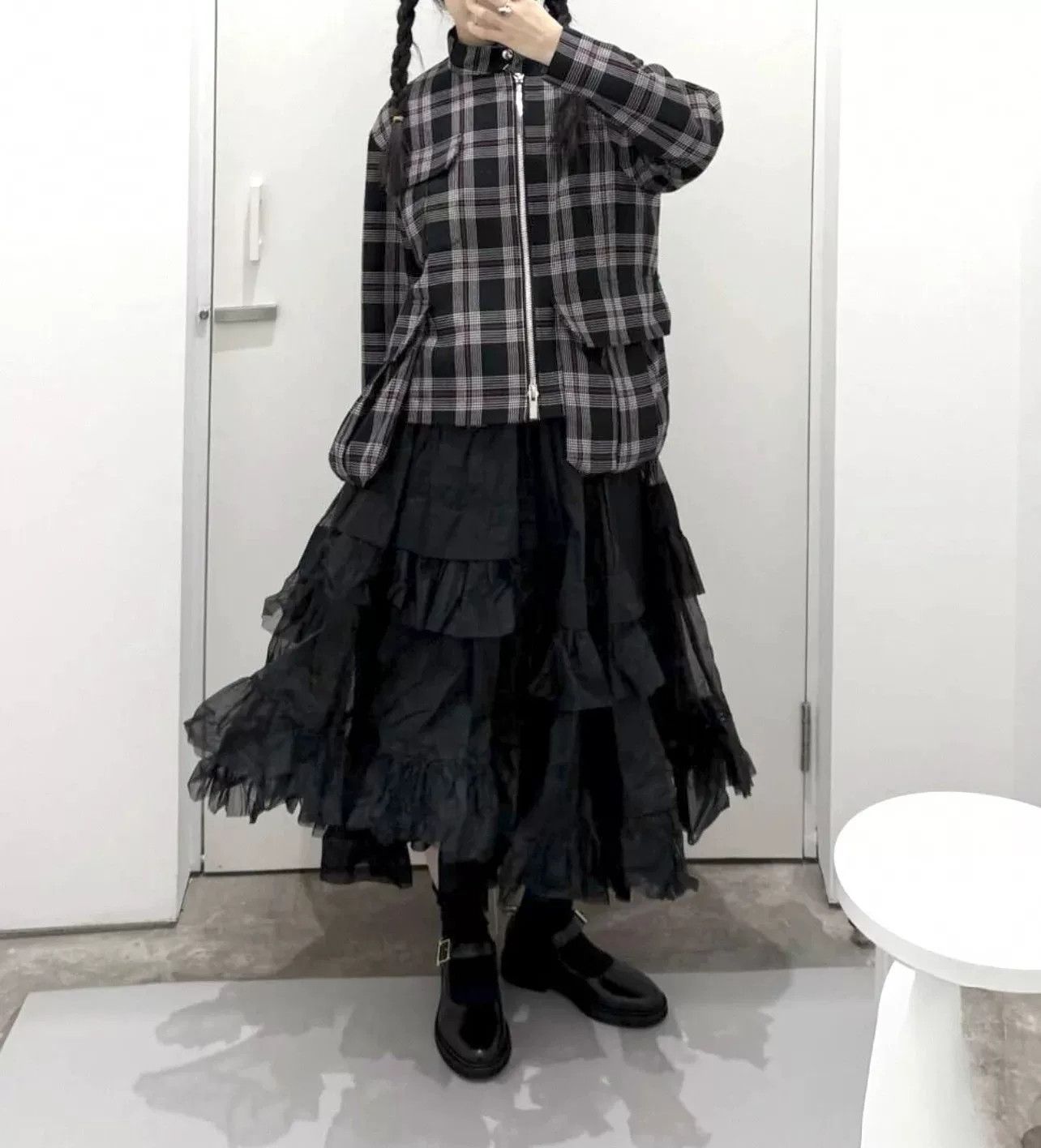 Noir Kei Ninomiya Noir Kei Ninomiya Black Plaid Jacket Size S / US 4 / IT 40 - 1 Thumbnail