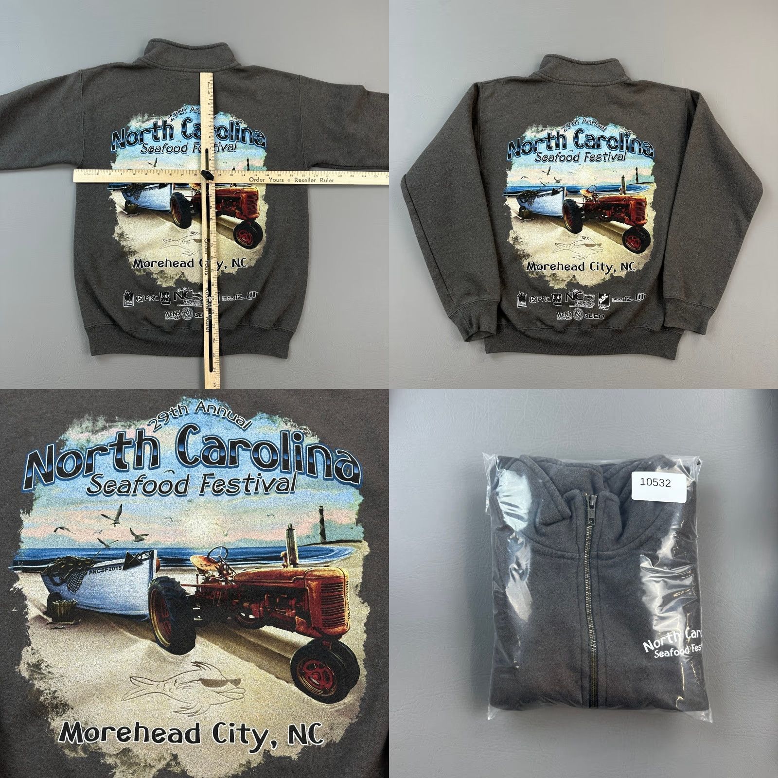 Gildan North Carolina Seafood Festival Sweatshirt Mens Small Gray 1/4 Zip Pullover Size US S / EU 44-46 / 1 - 8 Thumbnail