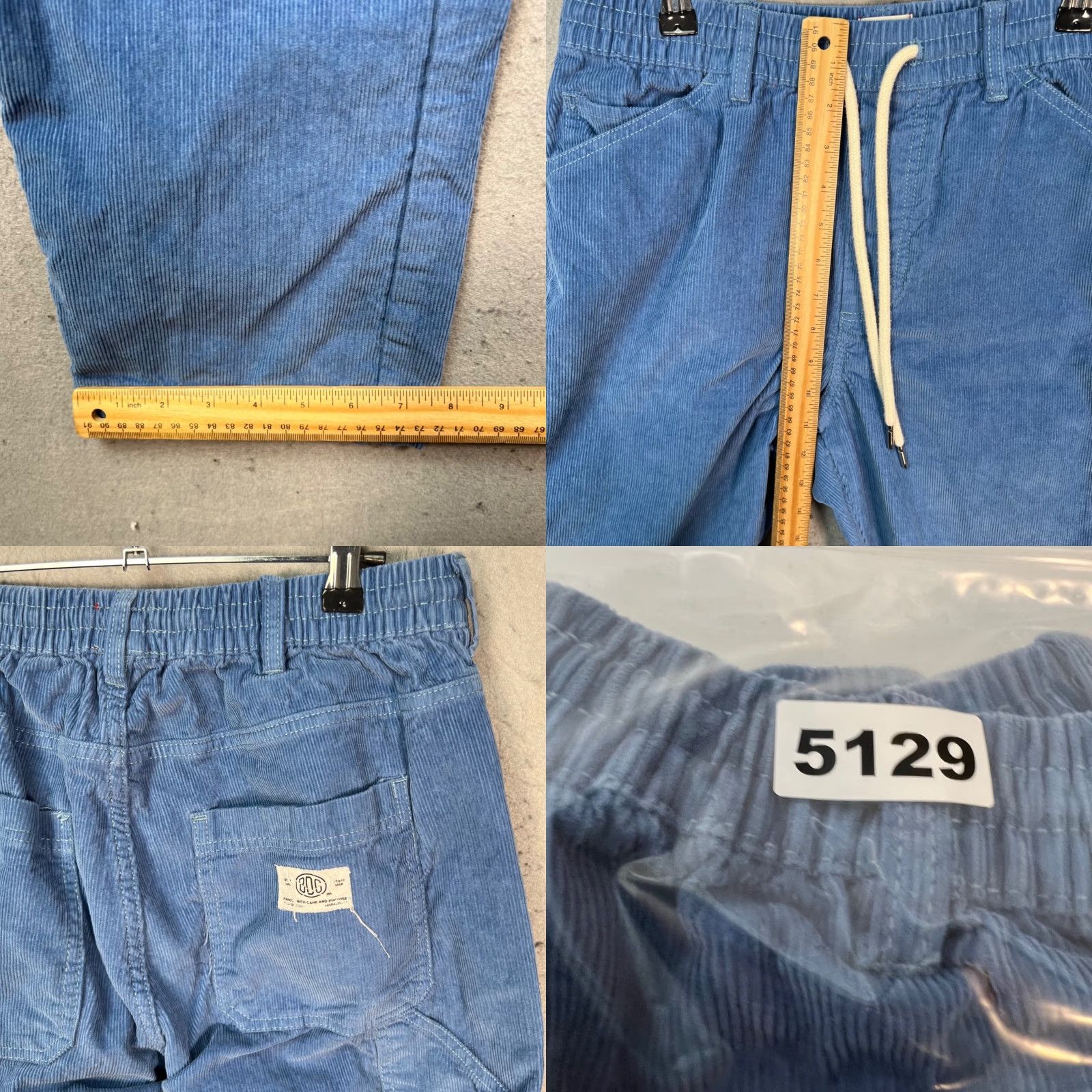 Bdg BDG Mens Medium Blue Corduroy Carpenter Jogger Pants Elastic Waist-Flat Front Roomy Casual Mens Pants Size US 31 - 8 Thumbnail