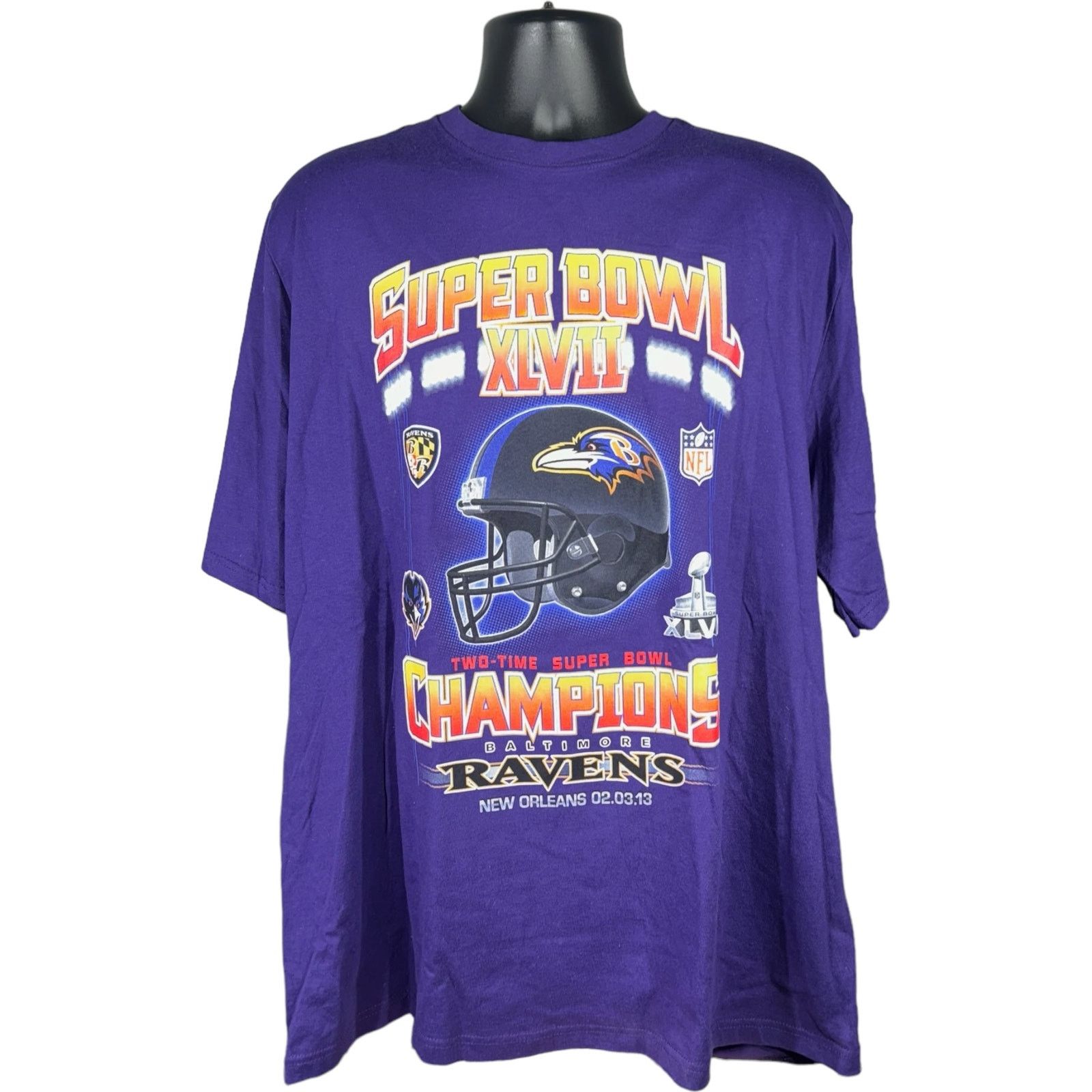 Jerzees Baltimore Ravens Super Bowl XLVII Champs 2012 NFL Tee Size US XL / EU 56 / 4 - 1 Thumbnail