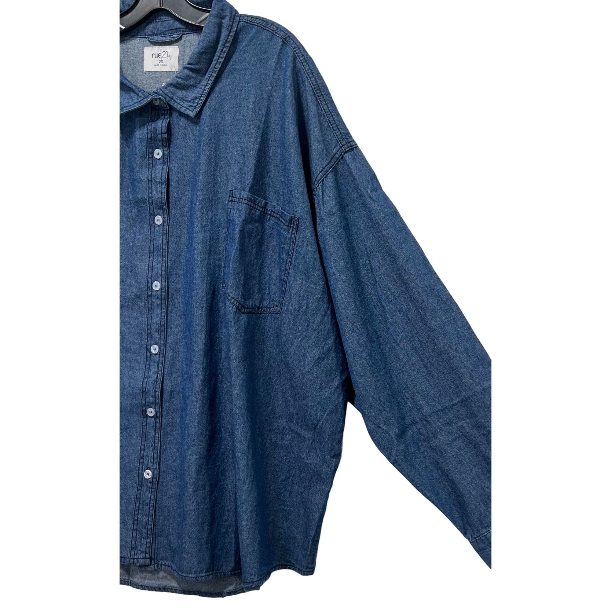 rue21 Rue 21 - Women's Chambray Long Sleeve Button Down Shirt With Size 3XL / US 20-22 - 13 Thumbnail