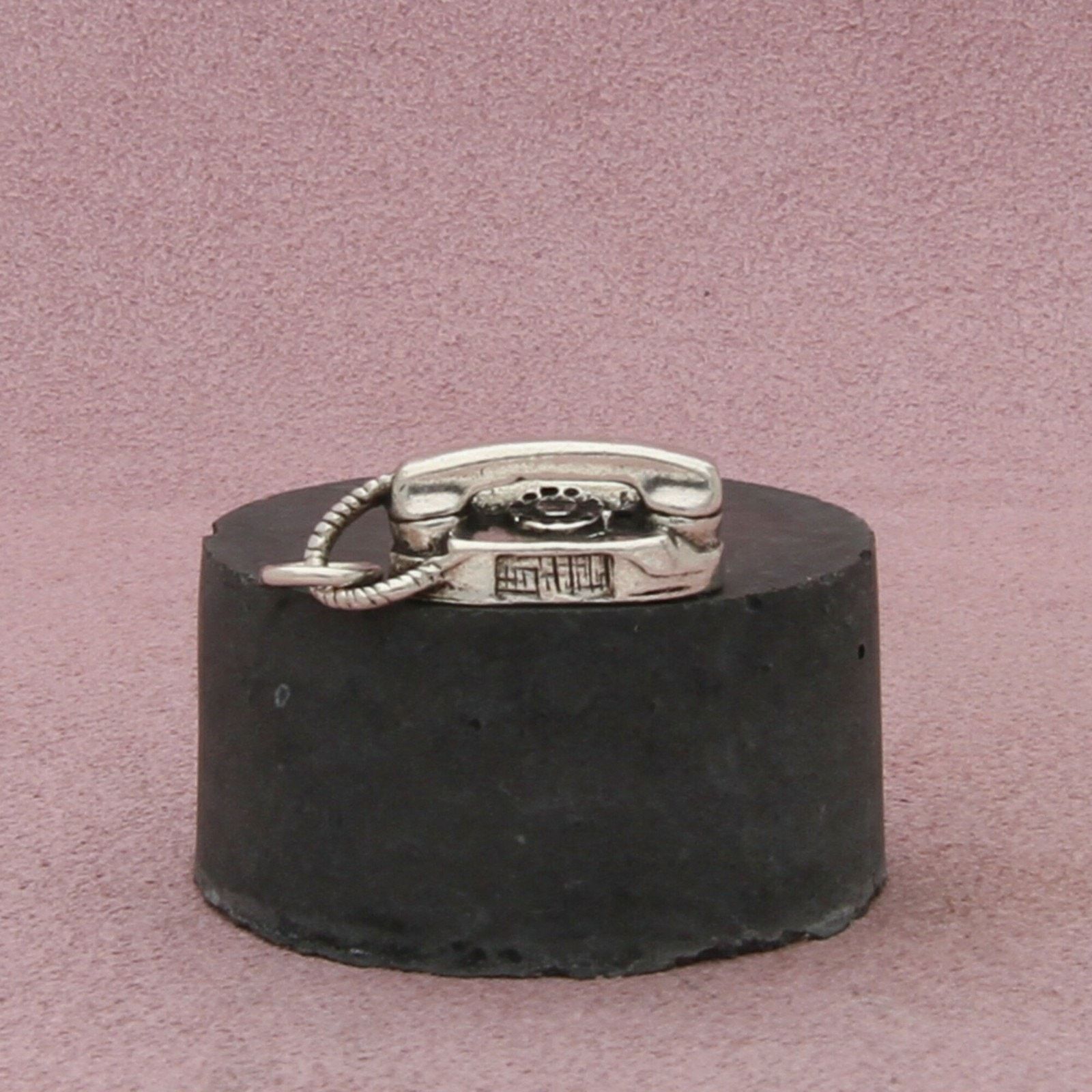 Sterling Silver sterling silver vintage 3d rotary telephone charm pendant Size ONE SIZE - 1 Thumbnail
