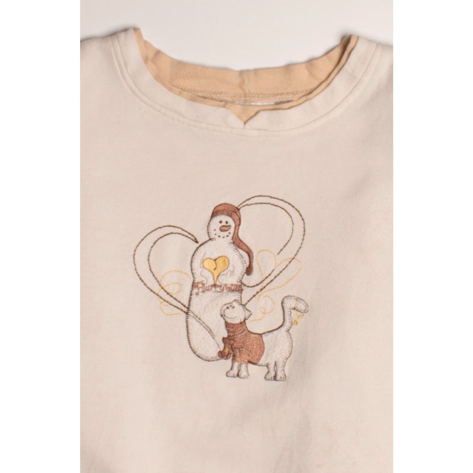 Vintage VINTAGE Studio Works White Ugly Christmas Sweatshirt Large Cotton / Polyester Sweatshirt Mens Large Christmas Snowmen 1990s White Size L / US 10 / IT 46 - 2 Thumbnail