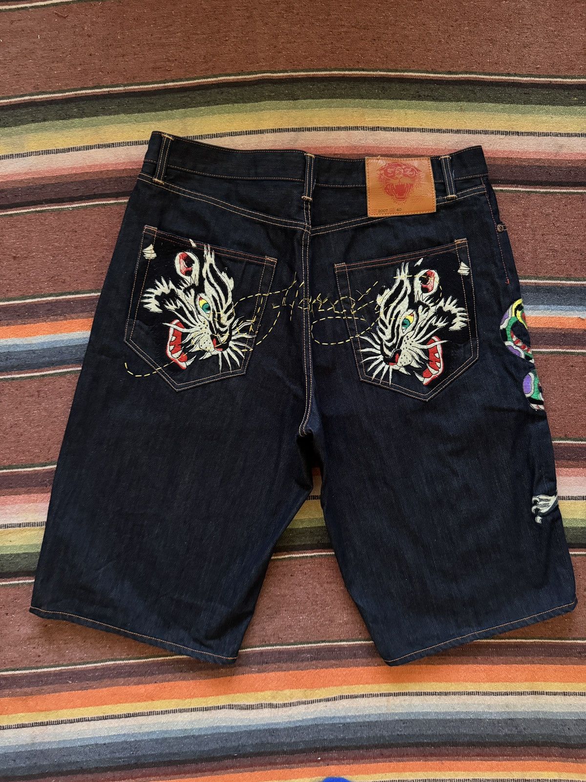Ed Hardy × Vintage Y2K 2007 Ed Hardy Denim Panther Jorts Size US 40 / EU 56 - 2 Thumbnail