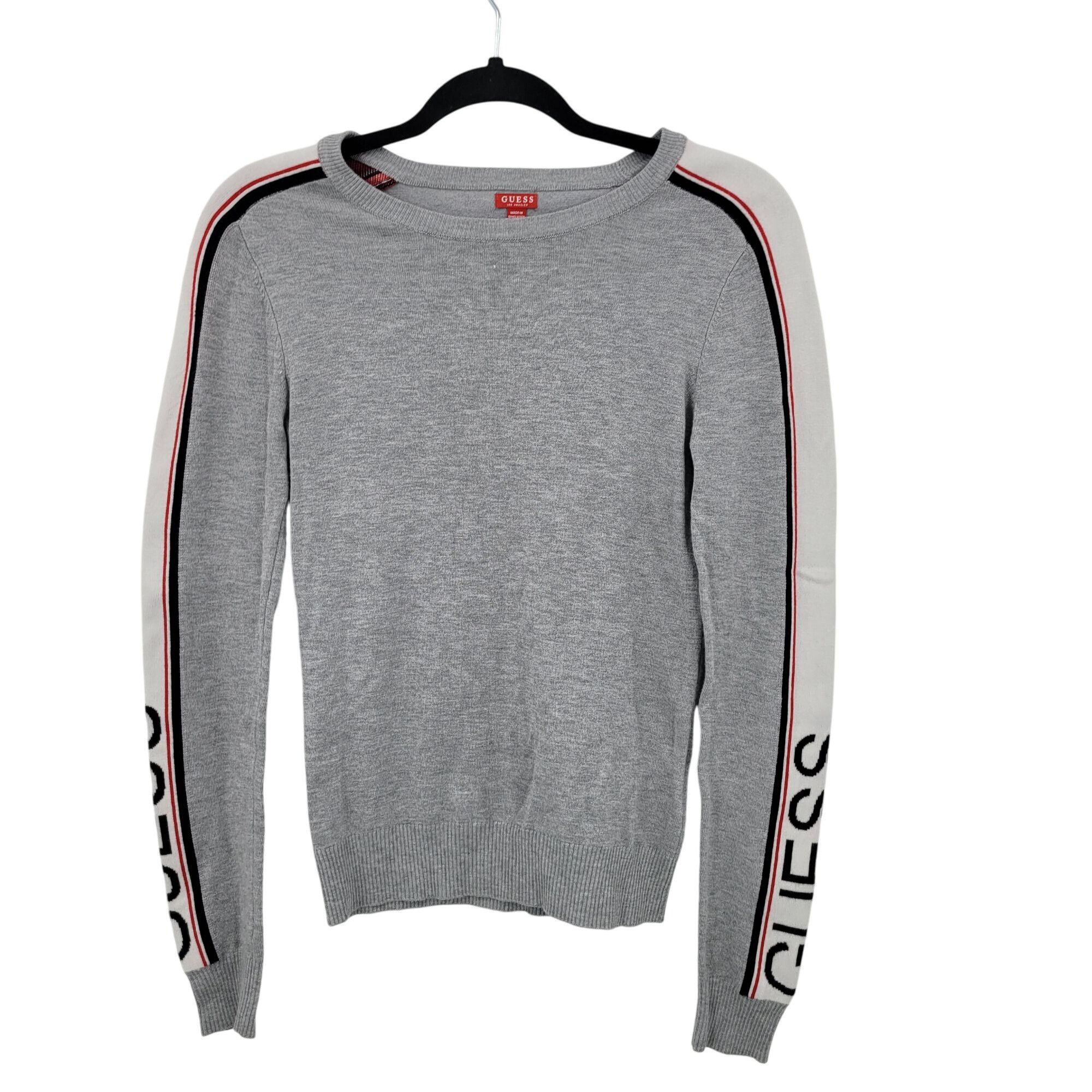 Guess Vtg 90s Guess Womens Gray Knit Logo Spell Out Sweater Sz S S Size S / US 4 / IT 40 - 7 Thumbnail