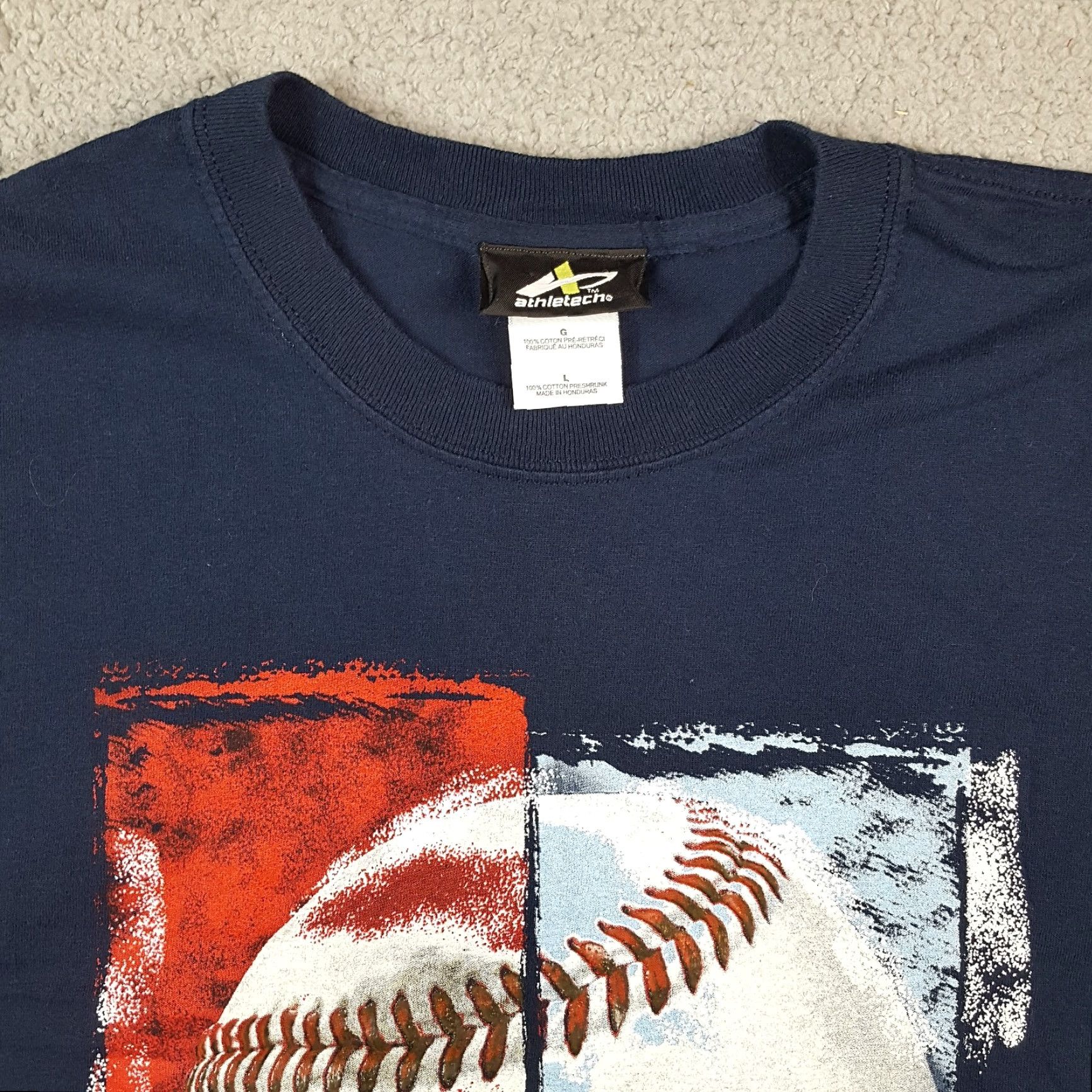 MLB VINTAGE Athletech MLB Baseball T-Shirt Mens Large Retro Painting Navy Blue 00s Y2K Sports Size US L / EU 52-54 / 3 - 3 Thumbnail