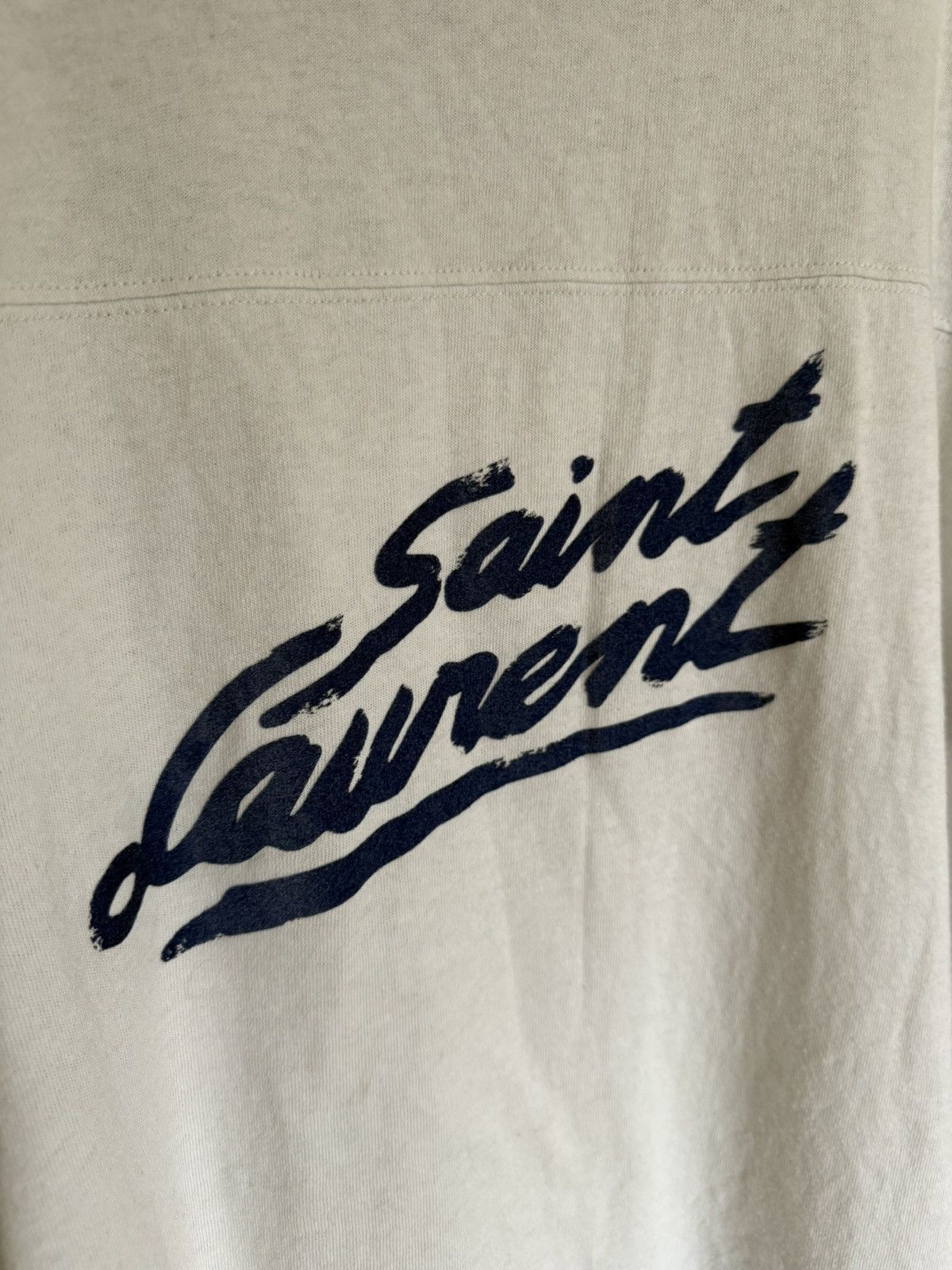 Saint Laurent Paris Saint Laurent 50’s signature logo t shirt M blue white Size US M / EU 48-50 / 2 - 13 Thumbnail