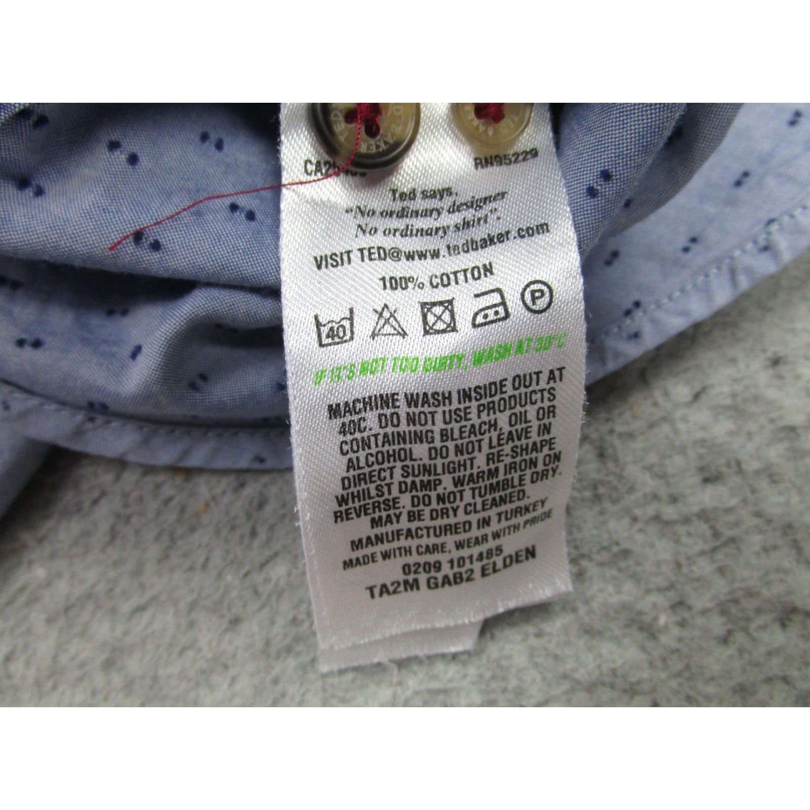 Ted Baker Ted Baker Shirt Mens XL Blue Polka Dot Long Sleeve Button Front Cotton Casual Size US XL / EU 56 / 4 - 6 Thumbnail