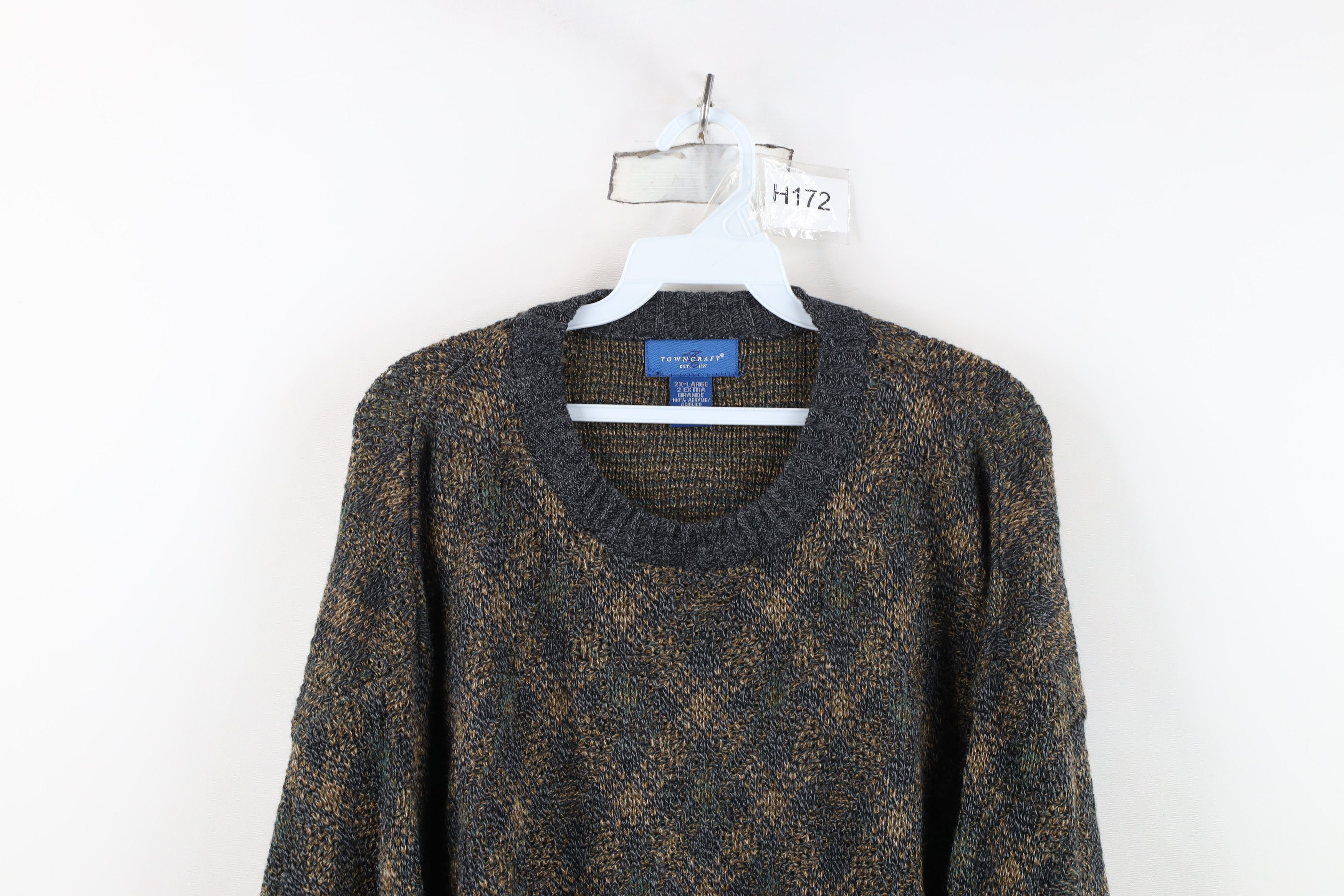 Vintage Vintage 90s Streetwear Diamond Knit Crewneck Sweater Size US XXL / EU 58 / 5 - 2 Thumbnail