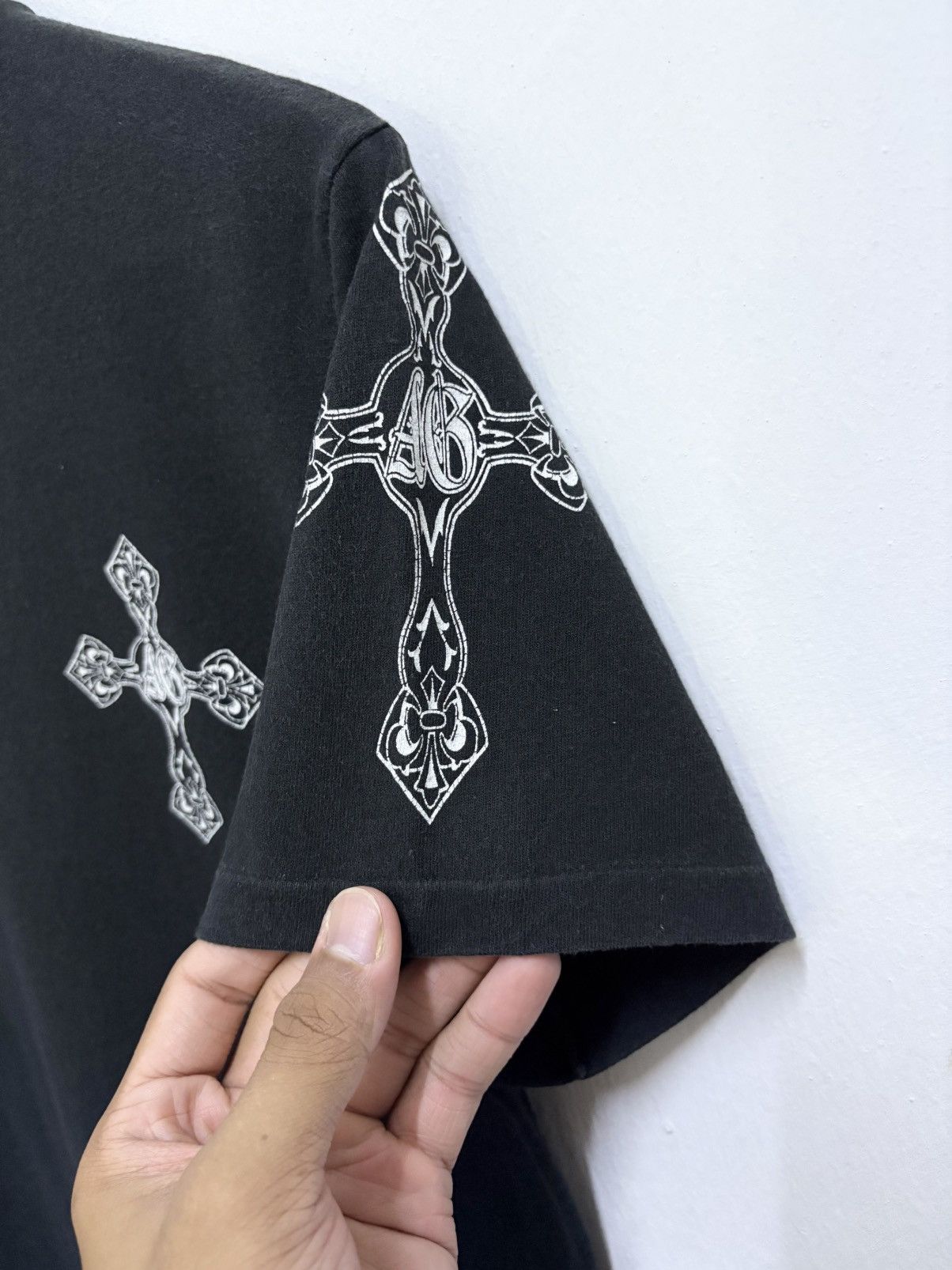 A&G Rock Vintage 90's A&G Rock N Roll Couture - Gothic Cross T-Shirt Size US S / EU 44-46 / 1 - 8 Thumbnail