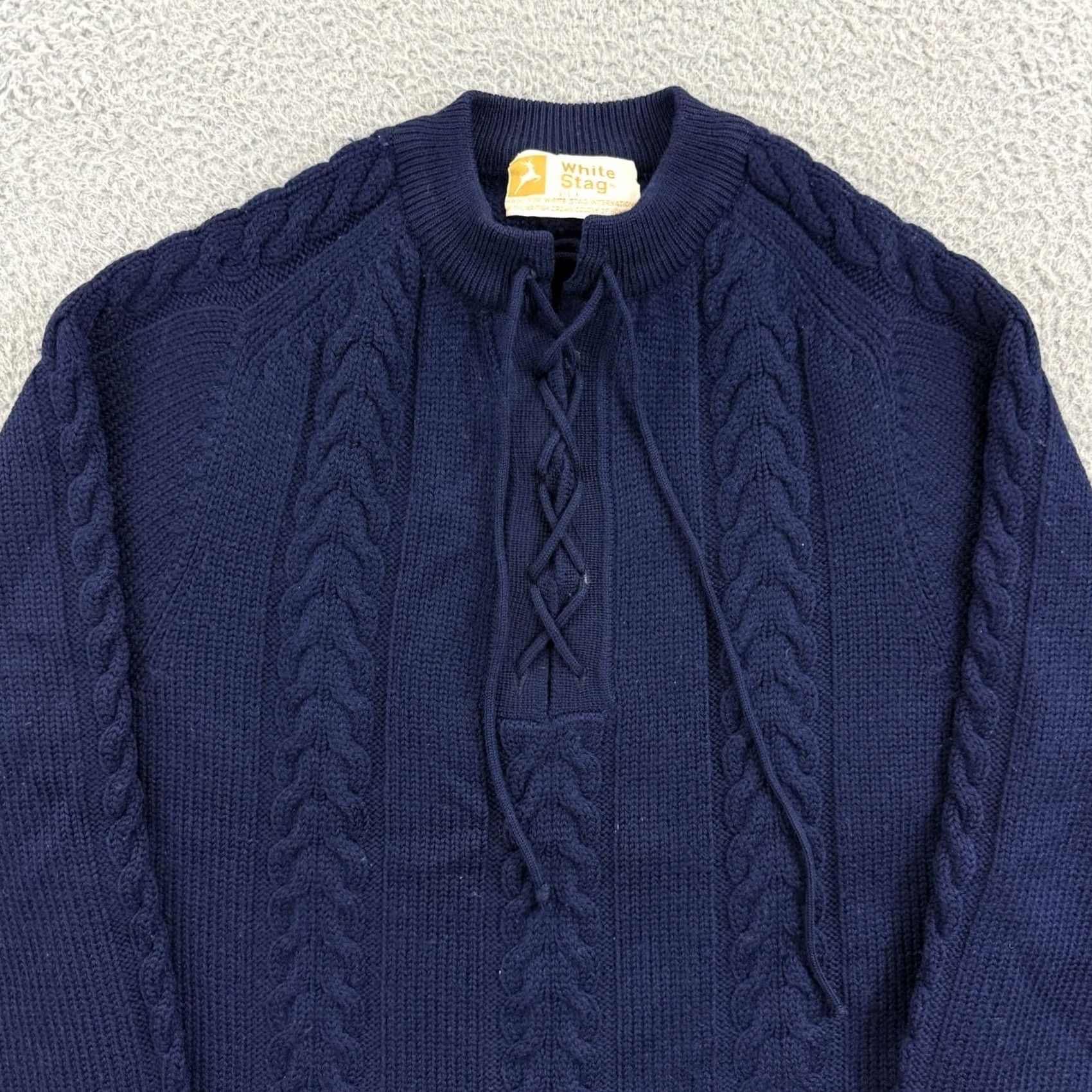 Vintage VINTAGE White Stag Sweater Womens Medium Blue 80s Cable Knit Wool Blend Preppy Size M / US 6-8 / IT 42-44 - 3 Thumbnail
