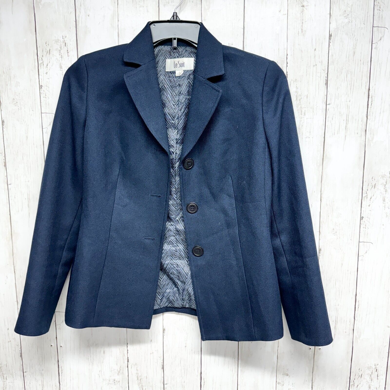 Other Le Suit Jacket 4 Blue Single Breasted Folded Collared Size S / US 4 / IT 40 - 1 Thumbnail