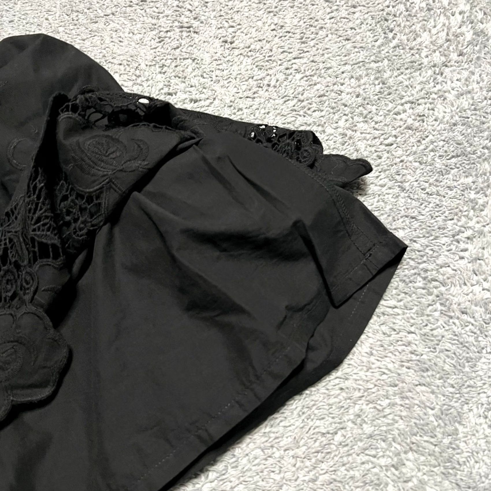 Drew Drew Blouse Womens Medium Black Lace Off the Shoulder Eyelet Shirt Size M / US 6-8 / IT 42-44 - 6 Thumbnail