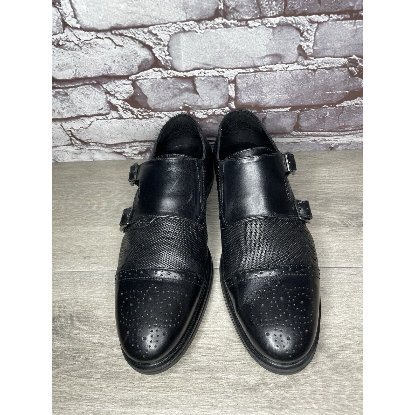 Karl Lagerfeld KARL LAGERFELD Black Leather Double Monk Strap Loafers Shoes Size US 11.5 / EU 44-45 - 4 Thumbnail