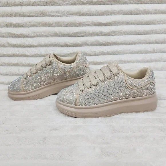 Other Cush Baby Nude Beige Rhinestone Sneakers Tennis Shoes (US Sh Size US 6 / IT 36 - 1 Thumbnail