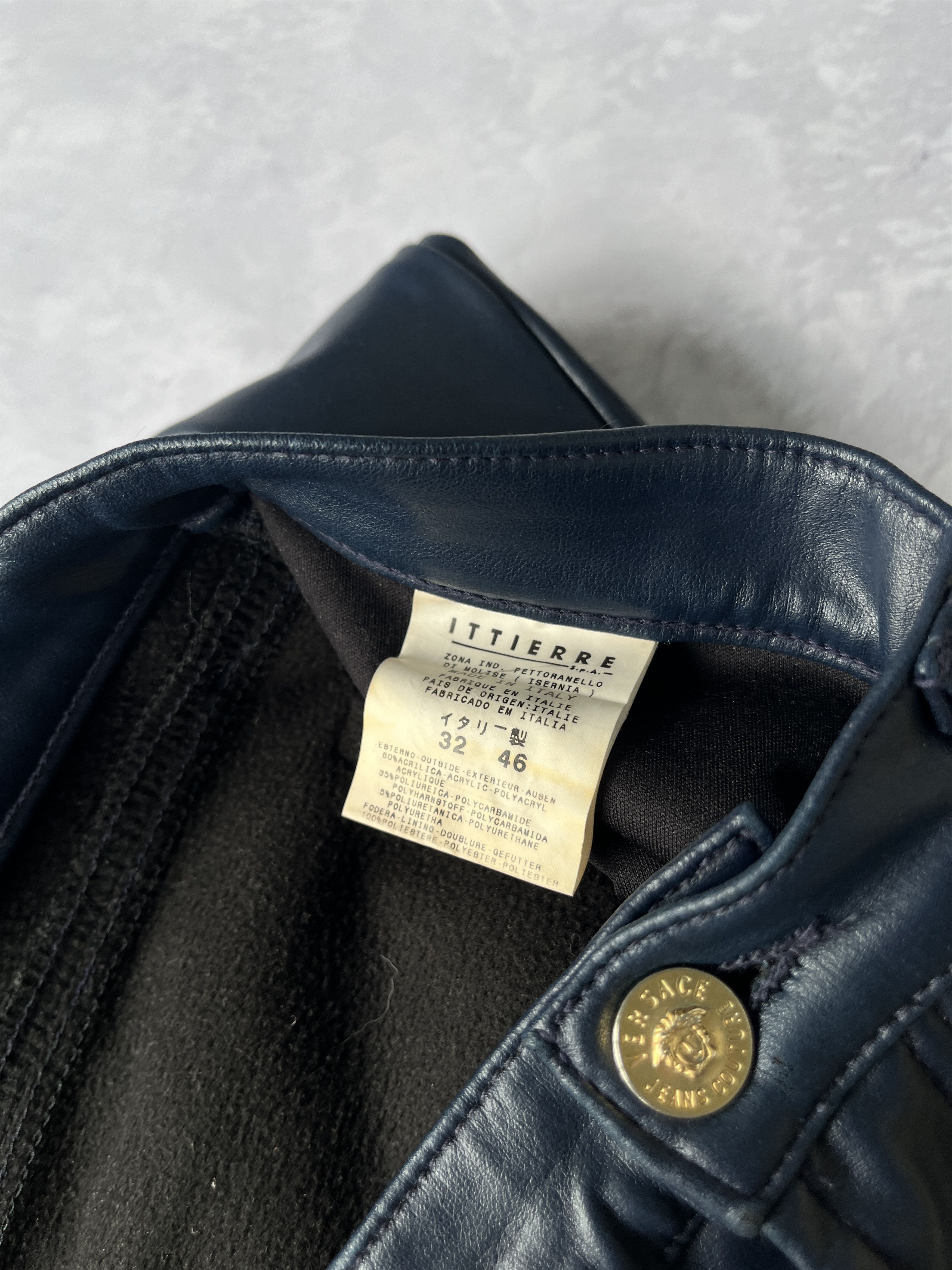 Genuine Leather × Versace × Versace Jeans Couture Vintage 00s Gianni Versace Jeans Couture Like Leather Pants Size US 32 / EU 48 - 12 Thumbnail