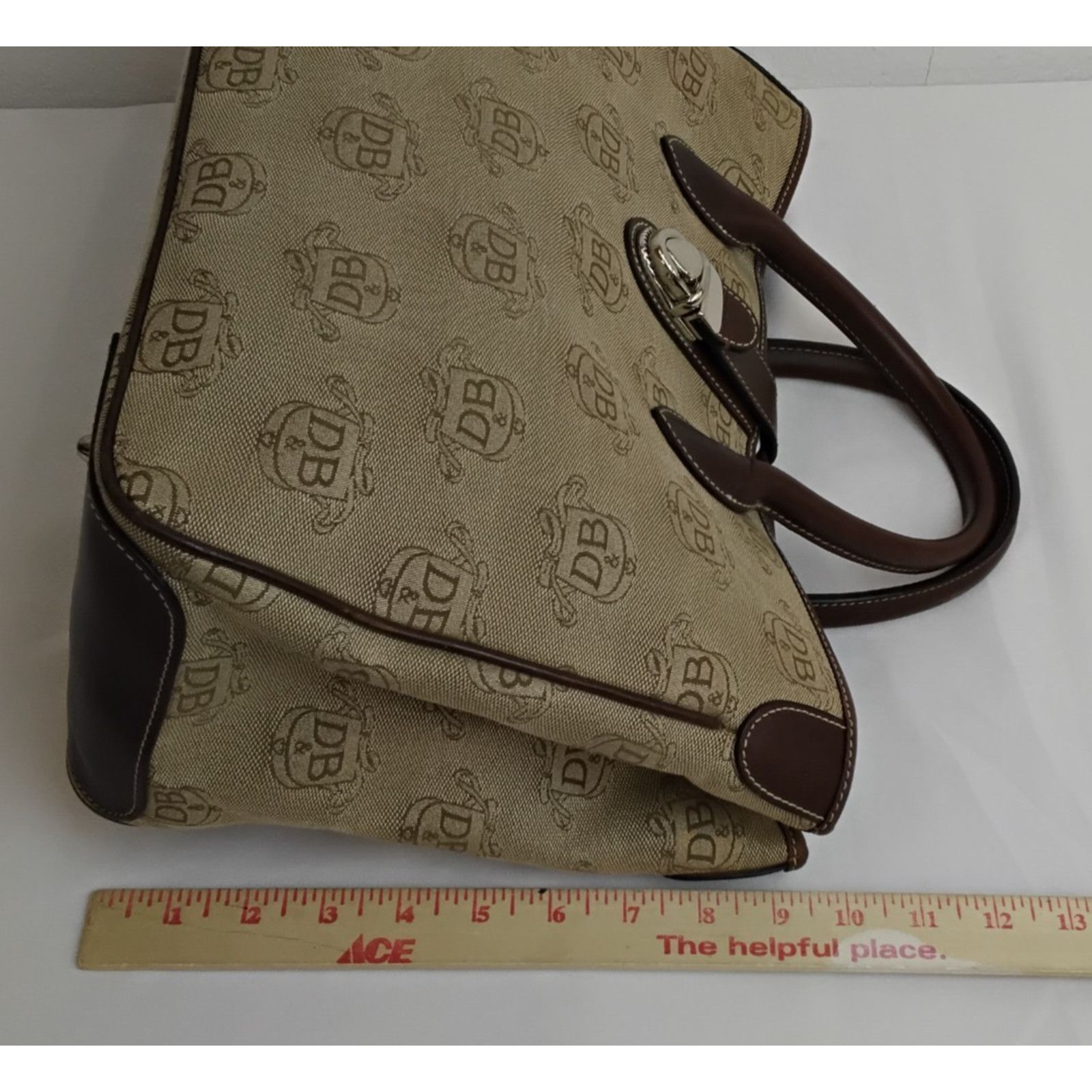 Dooney & Bourke Dooney & Bourke Jacquard Satchel Bag Brown DB Logo Canvas Size ONE SIZE - 16 Thumbnail