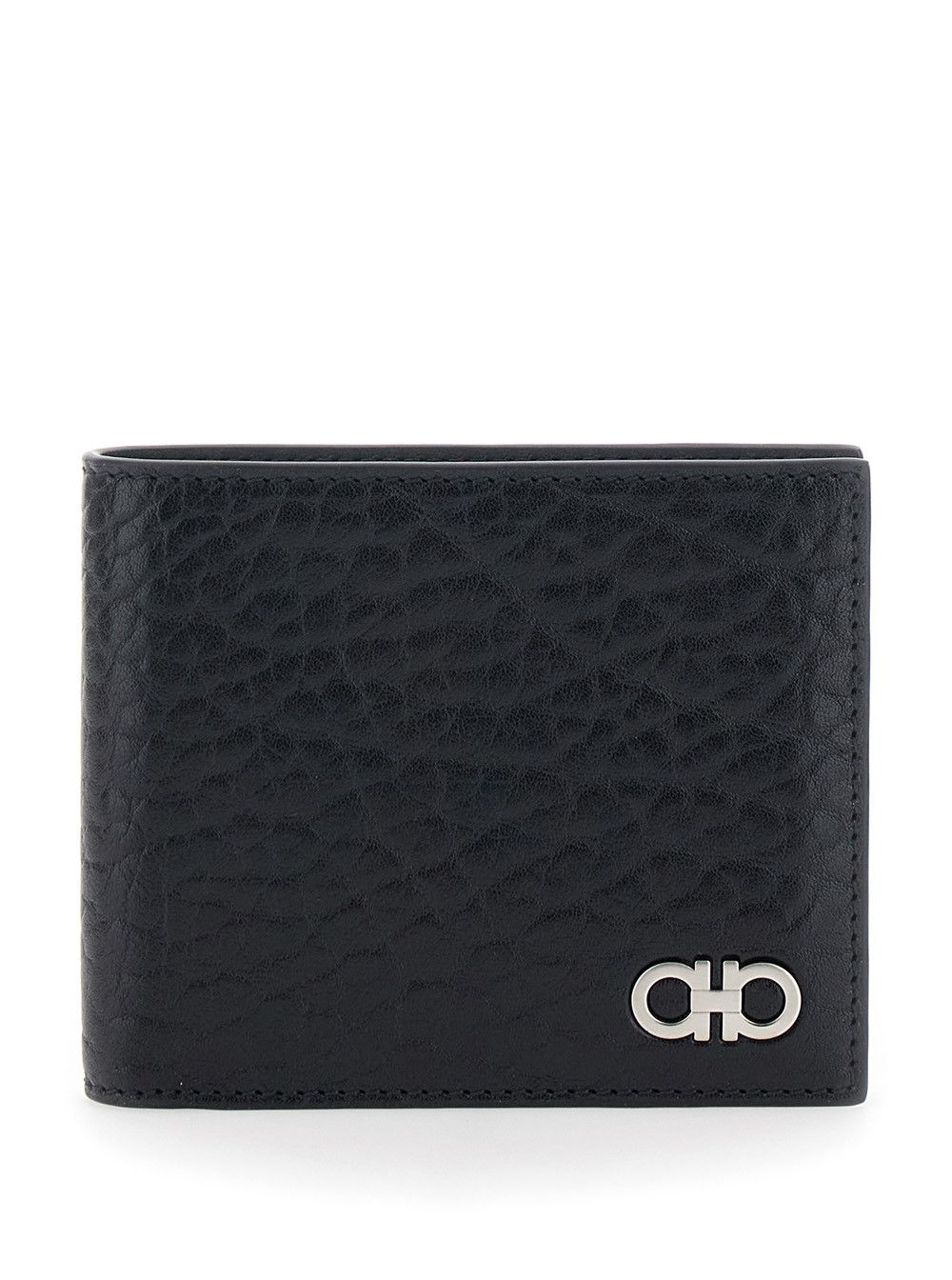 Salvatore Ferragamo 'Revival' Black Wallet with Gancini Buckle on the Front in Grained Leather Man Size ONE SIZE - 1 Thumbnail