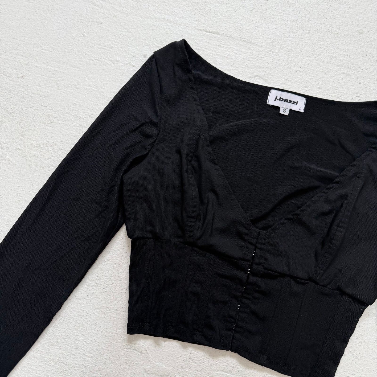Other J.Bazzi Black Mesh Corset Bustier Long Sleeve Crop Top Small Size S / US 4 / IT 40 - 2 Thumbnail