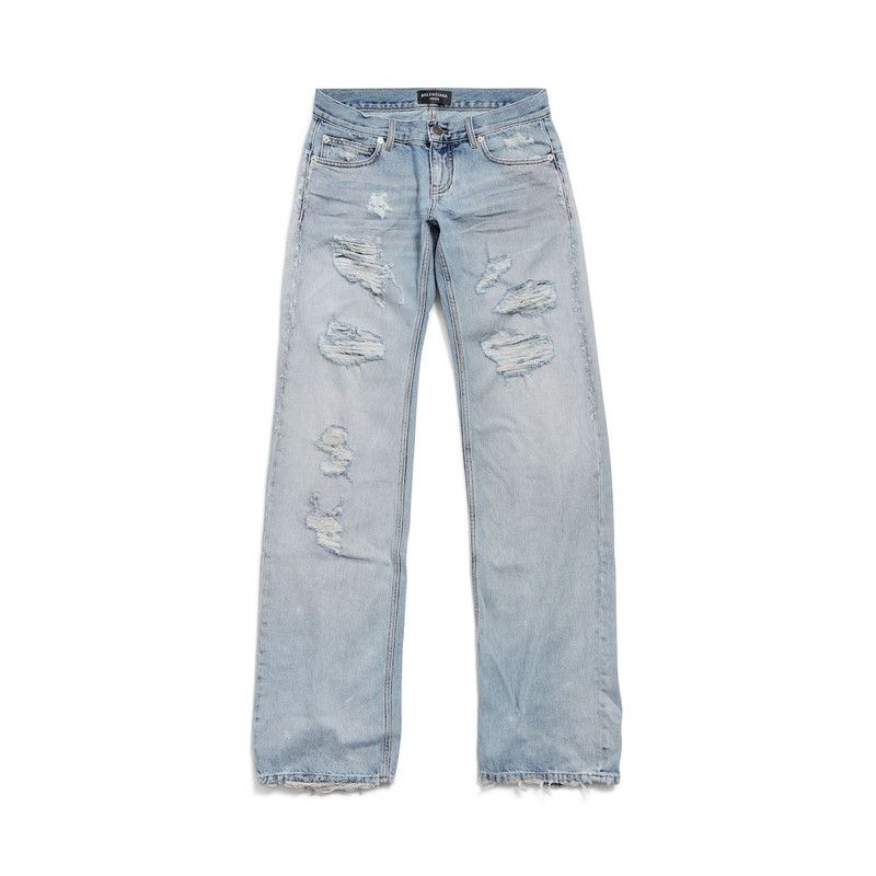 Balenciaga o1tr1nto0426 Fitted Low-Waist Pants in Light Blue Size 26" / US 2 / IT 38 - 1 Thumbnail