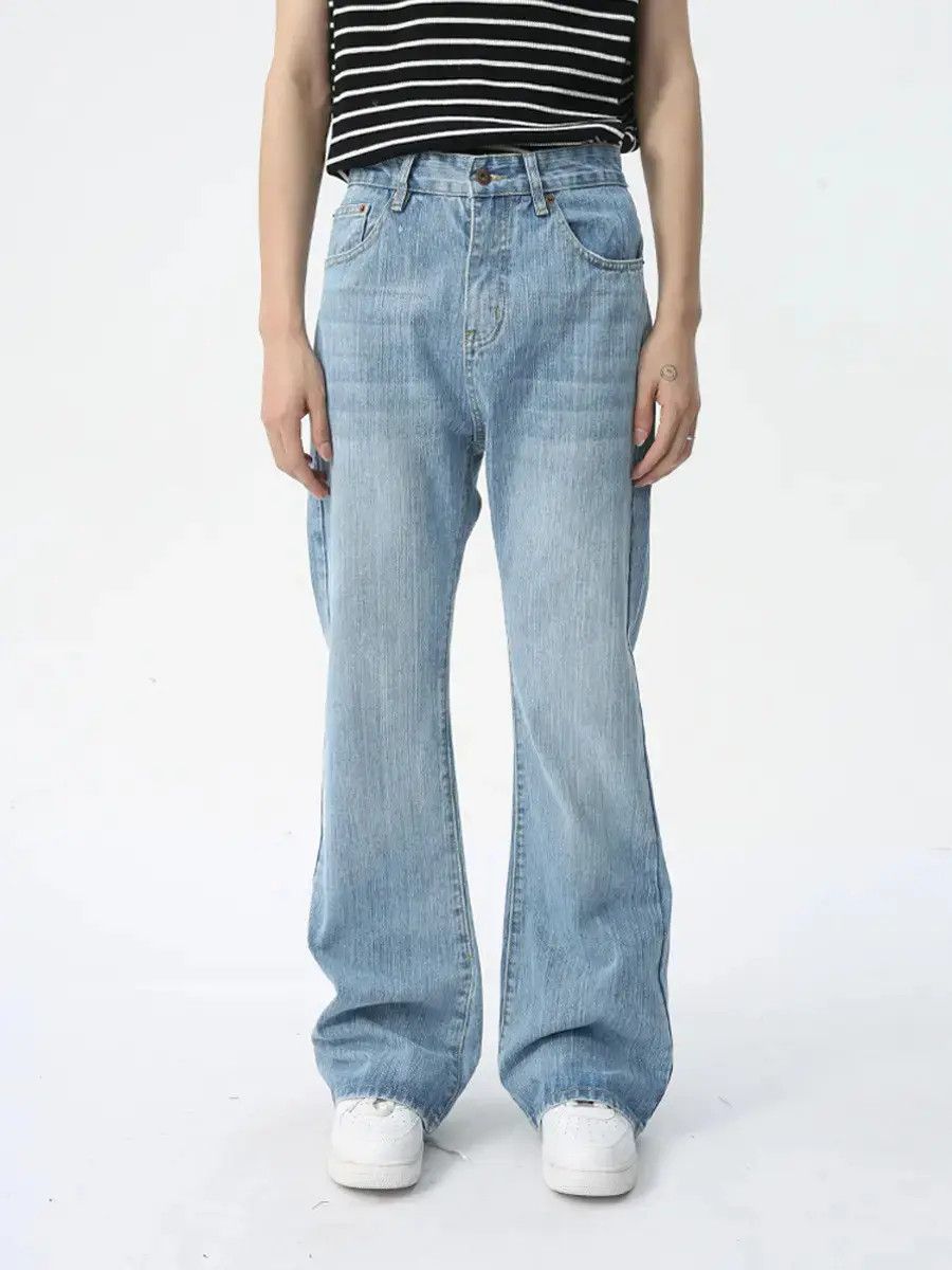 Japanese Brand Retro loose light colored micro flared jeans Size US 30 / EU 46 - 3 Thumbnail
